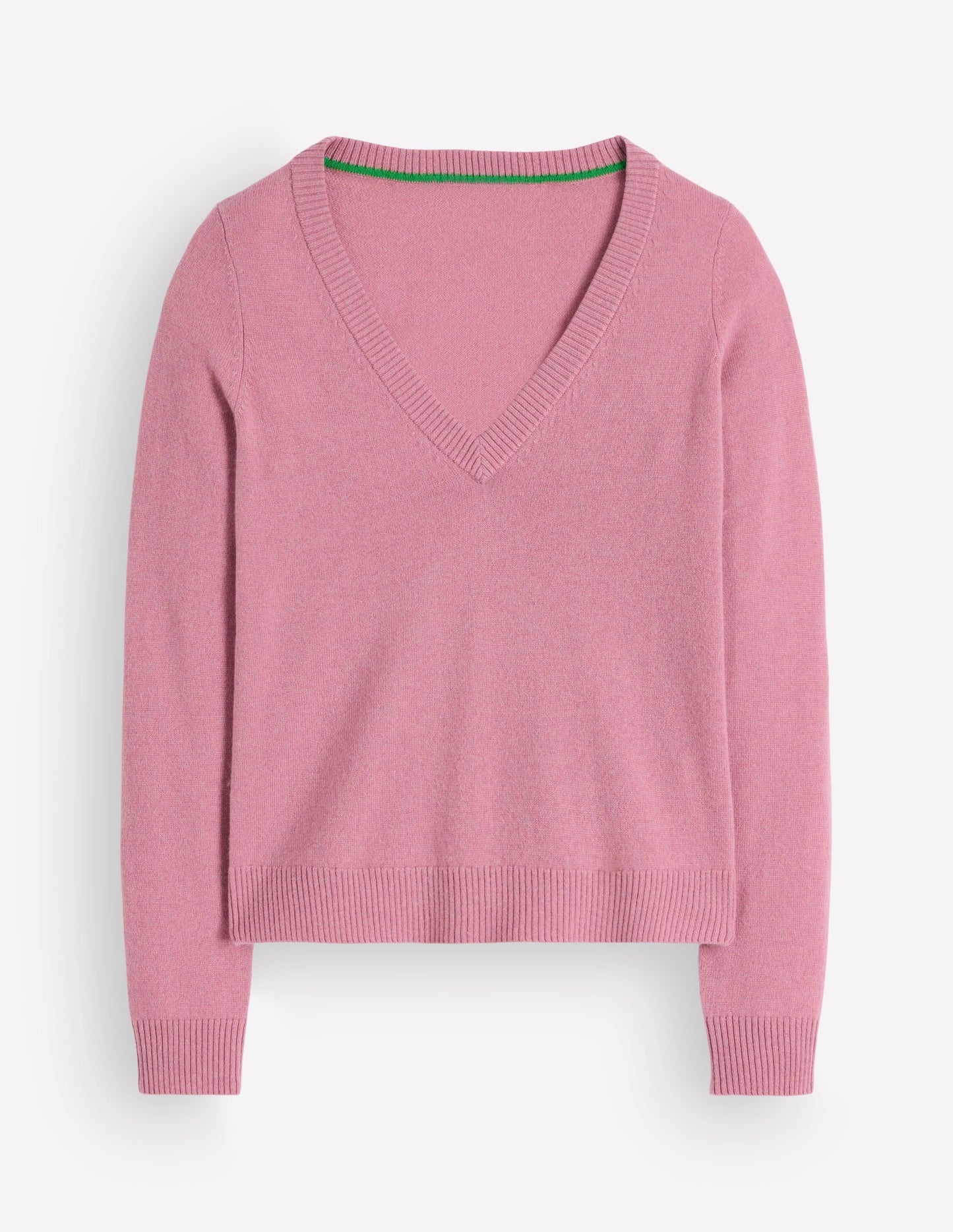 Elsie Cashmere V Neck Jumper-Pink Heather