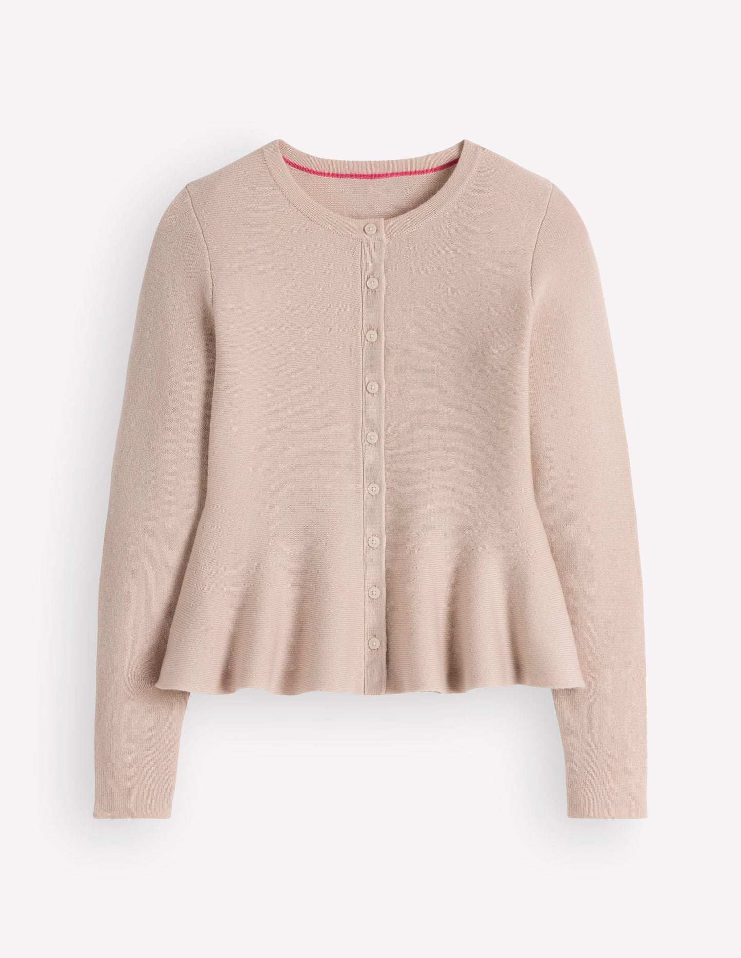 Fitted Wool Peplum Cardigan-Ivory