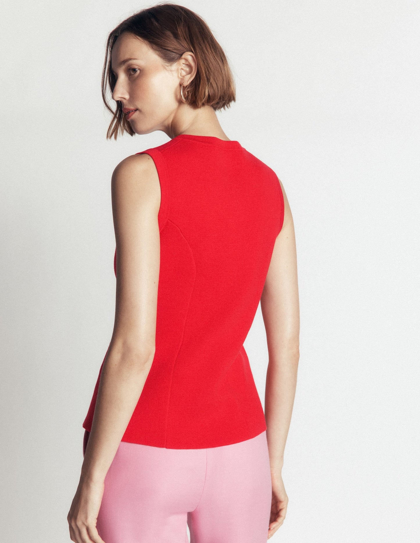 Crew Milano Knit Waistcoat-Poppy Red