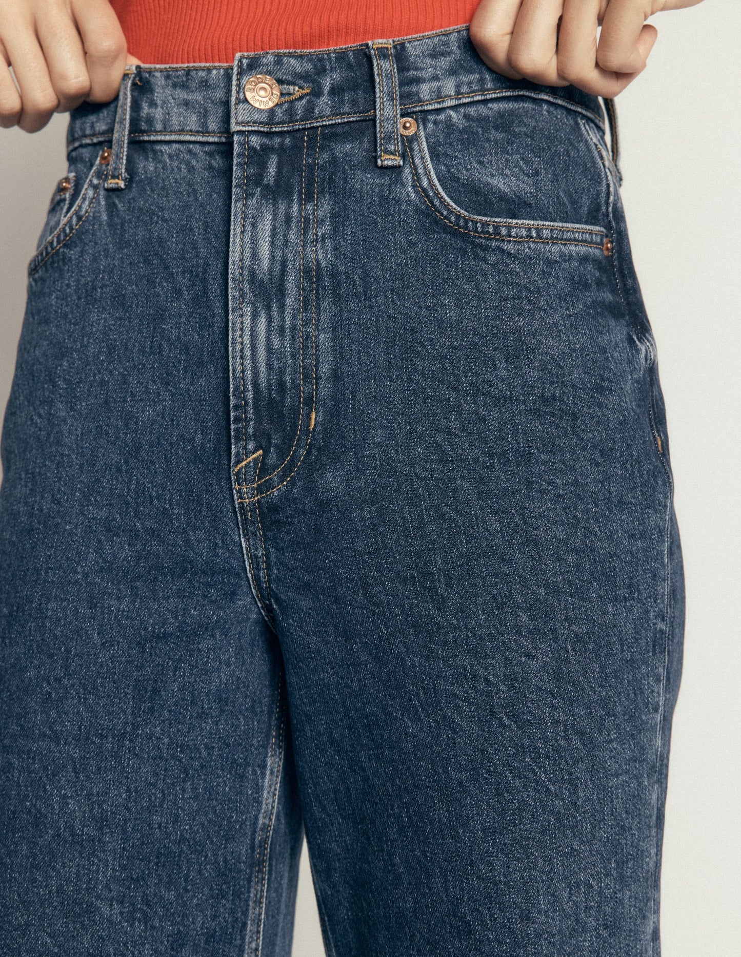 High Rise Column Leg Jeans-Dark Vintage