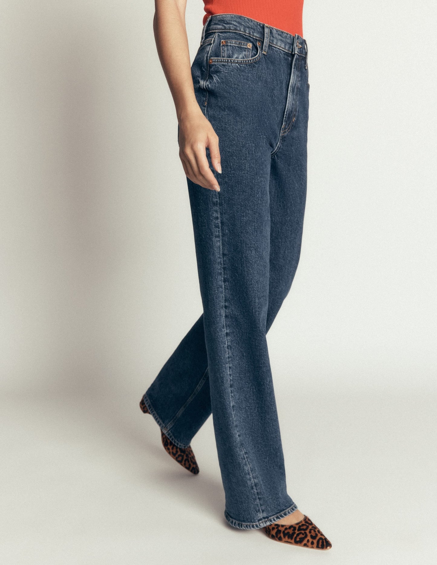 High Rise Column Leg Jeans-Dark Vintage