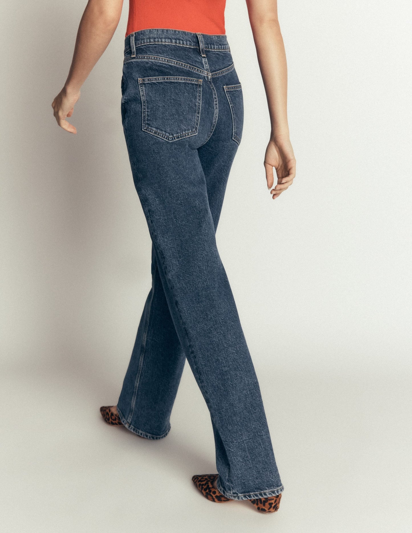 High Rise Column Leg Jeans-Dark Vintage