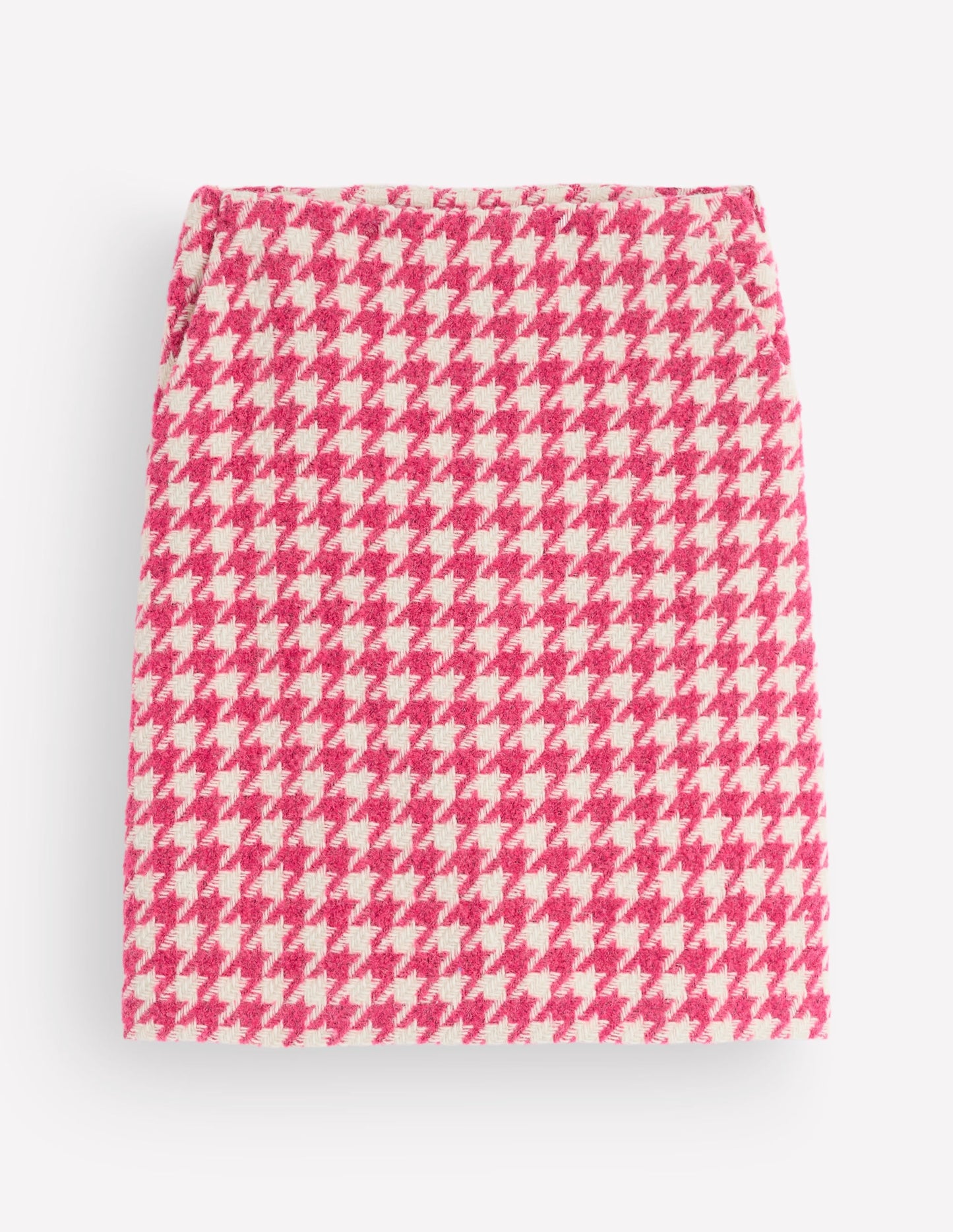 Wool Blend A-Line Skirt-Pink Dogstooth