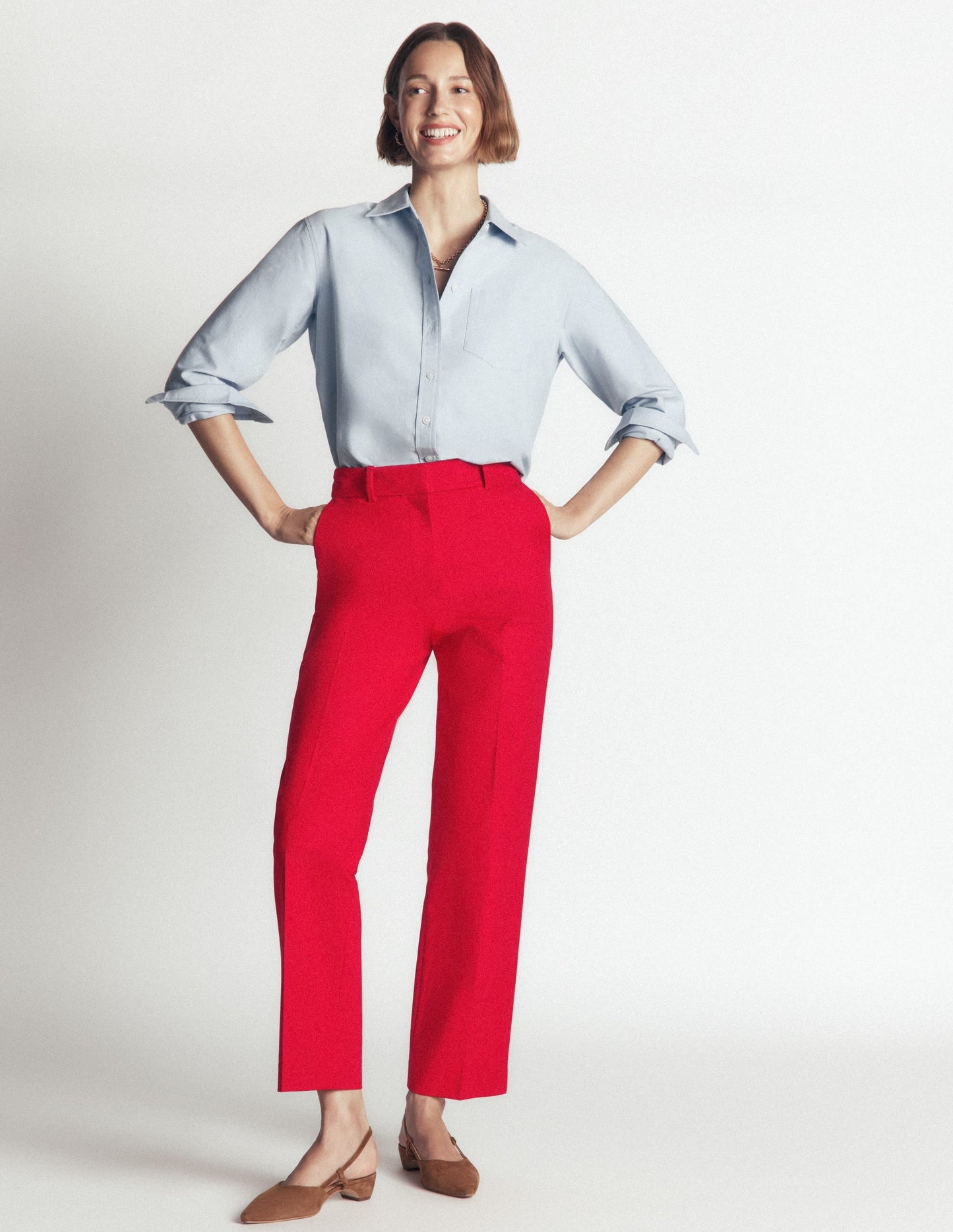 Canonbury Cotton 7/8 Trousers-Salsa Red