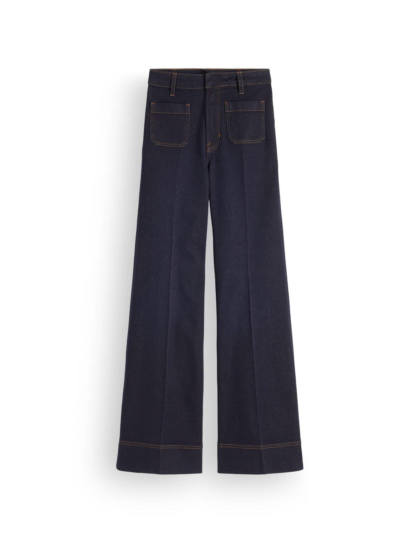 Patch Pocket Flare Jeans-Indigo