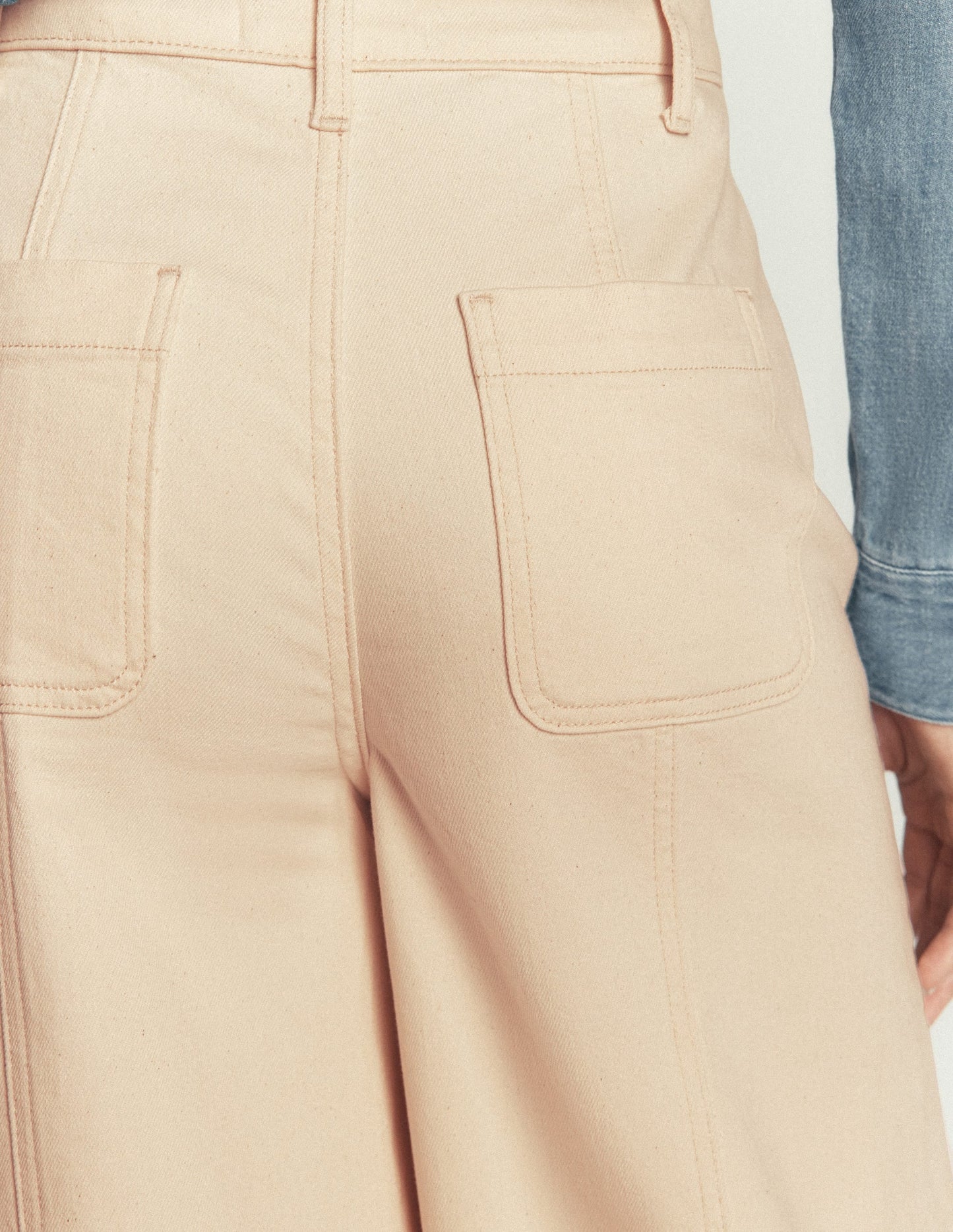 Wide Leg Culotte Jeans-Ecru