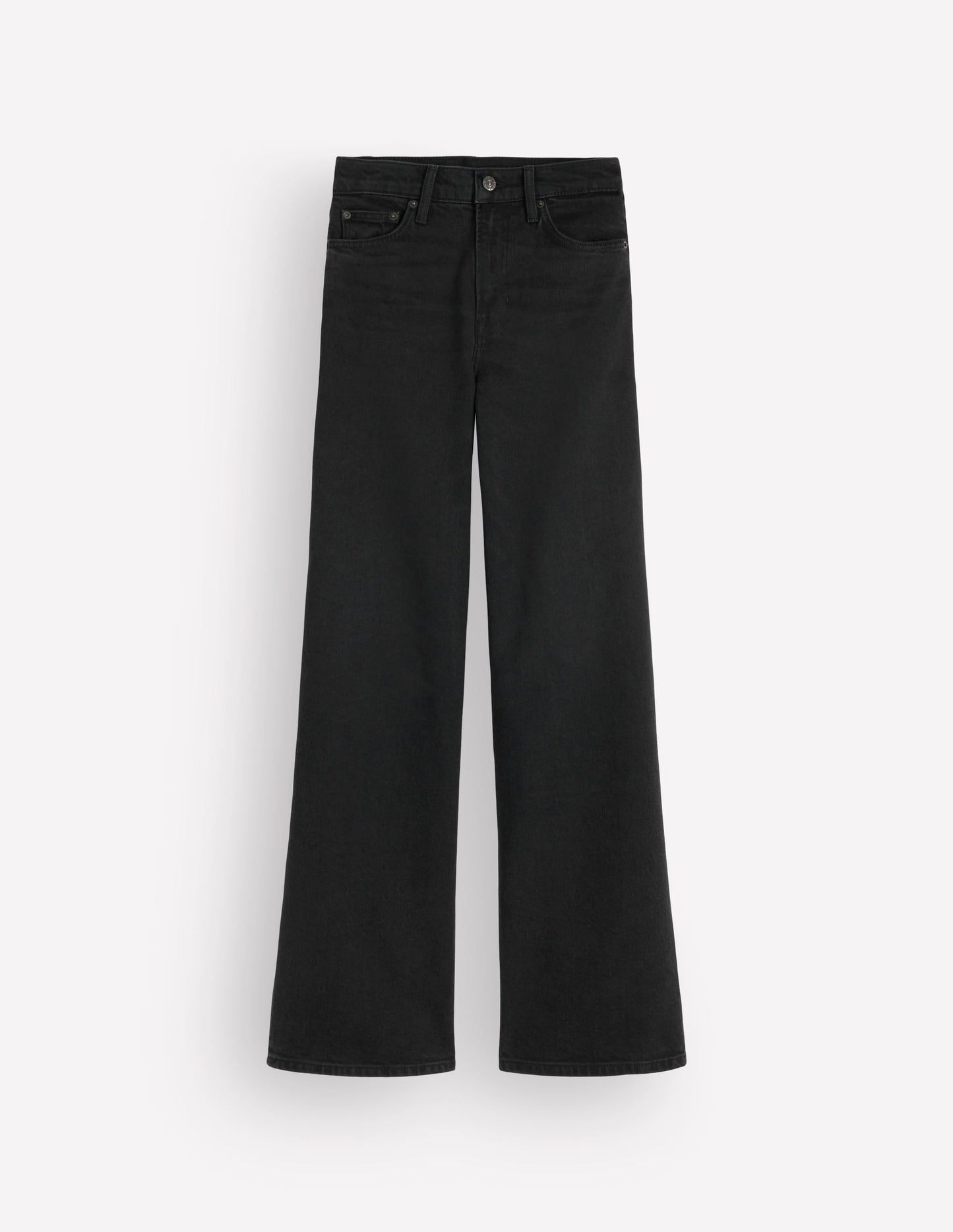 High Rise Wide Leg Jeans-Washed Black