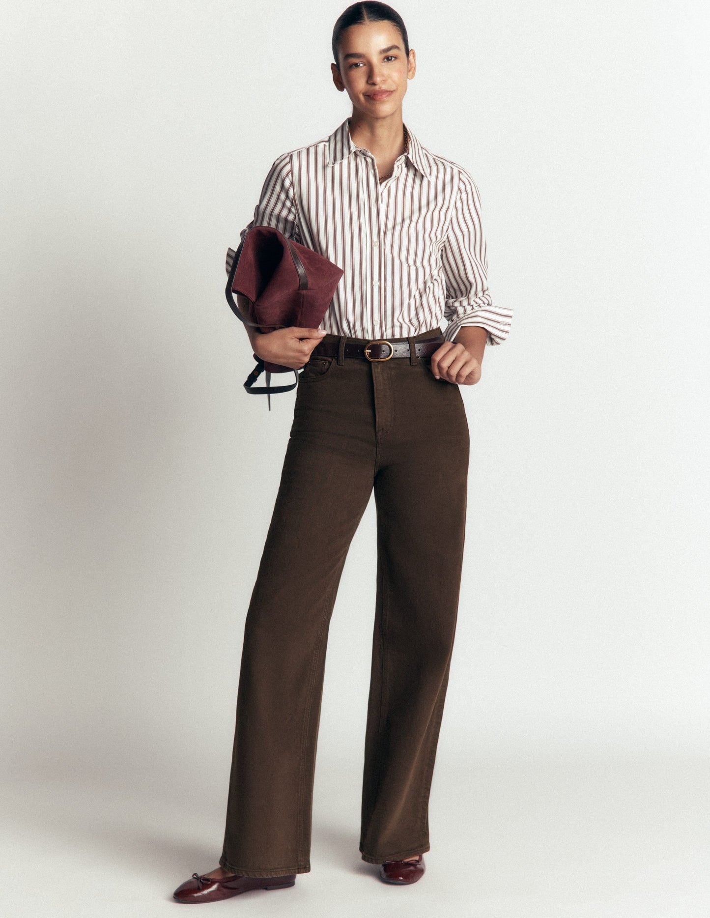 High Rise Wide Leg Jeans-Dark Chocolate