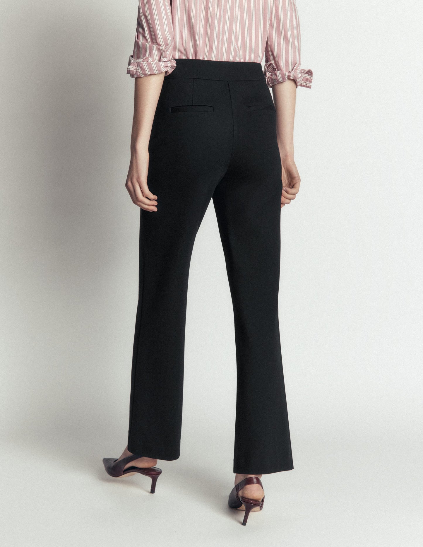 Straight Leg Ponte Trousers-Black