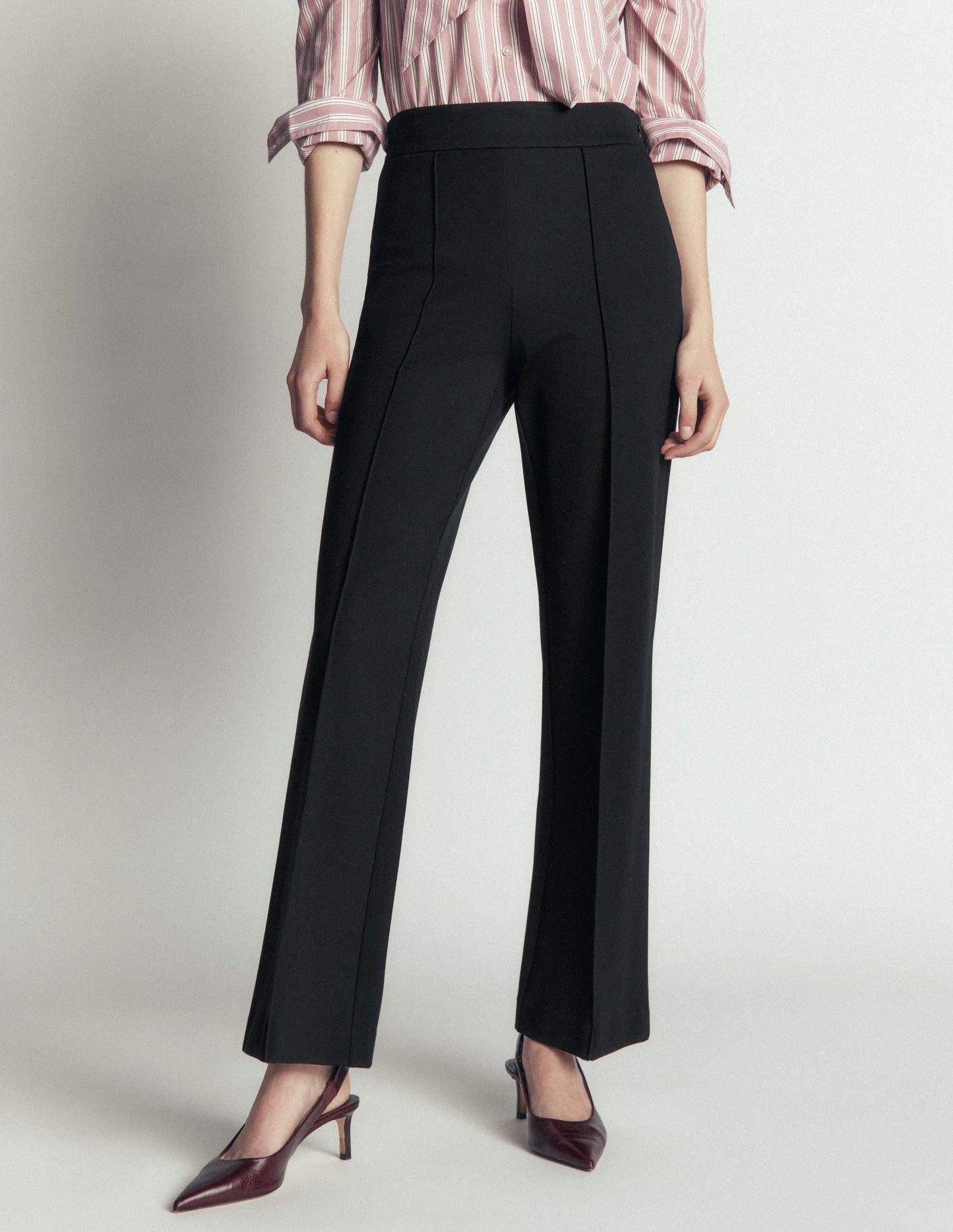Straight Leg Ponte Trousers-Black