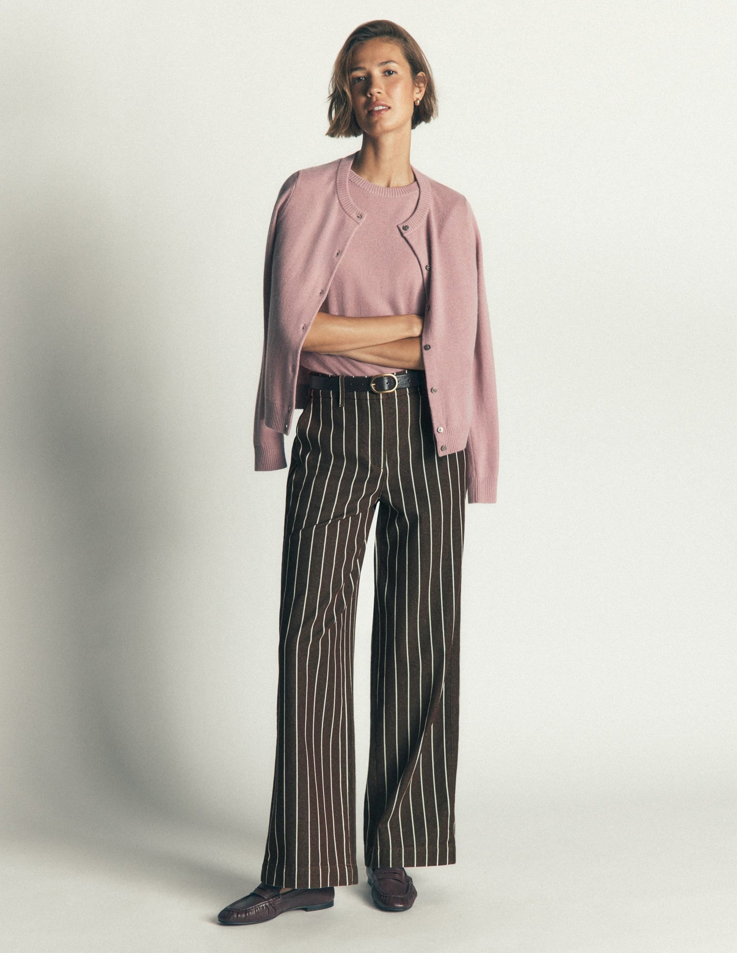 Belgravia Twill Trousers-Brown Stripe