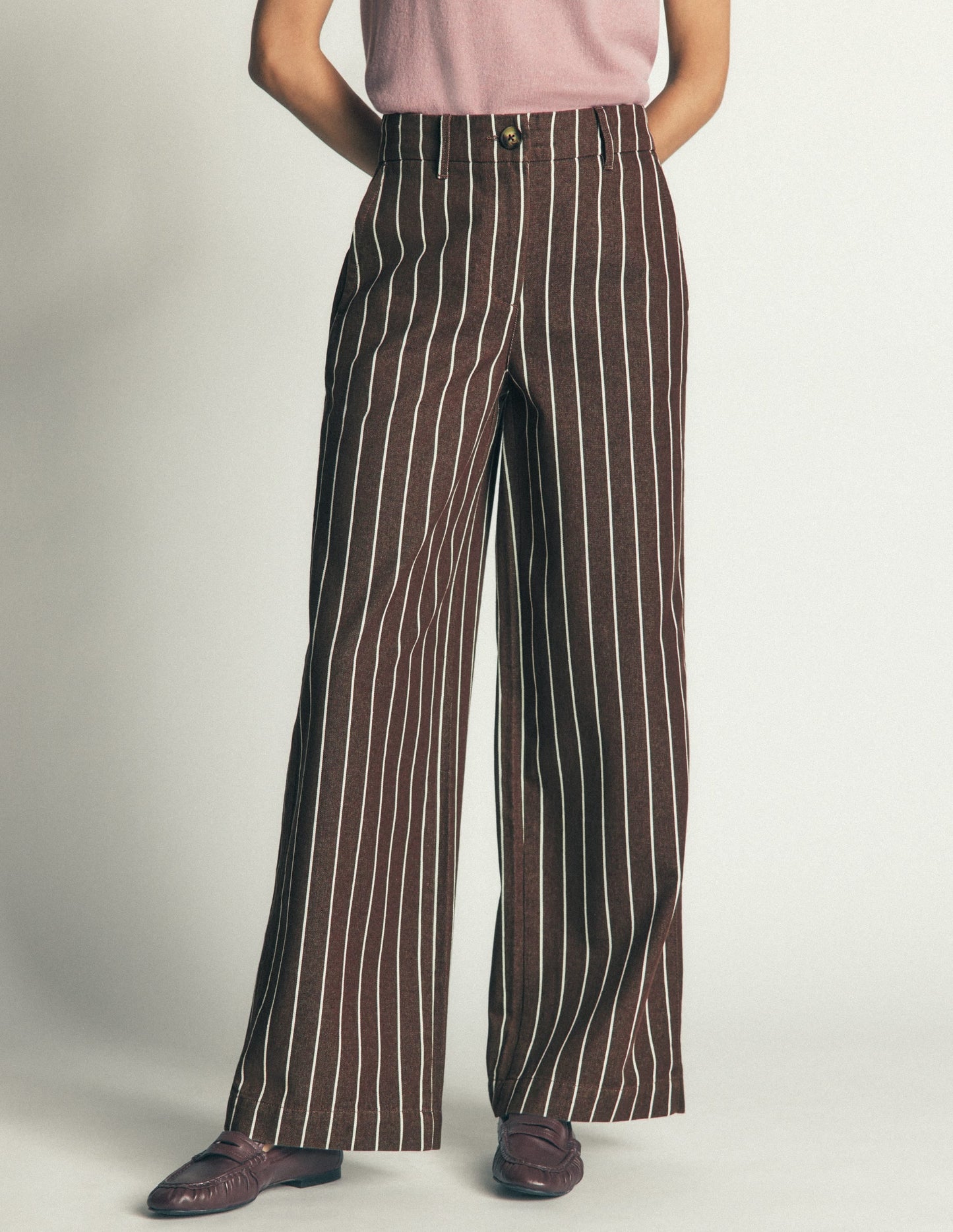 Belgravia Twill Trousers-Brown Stripe