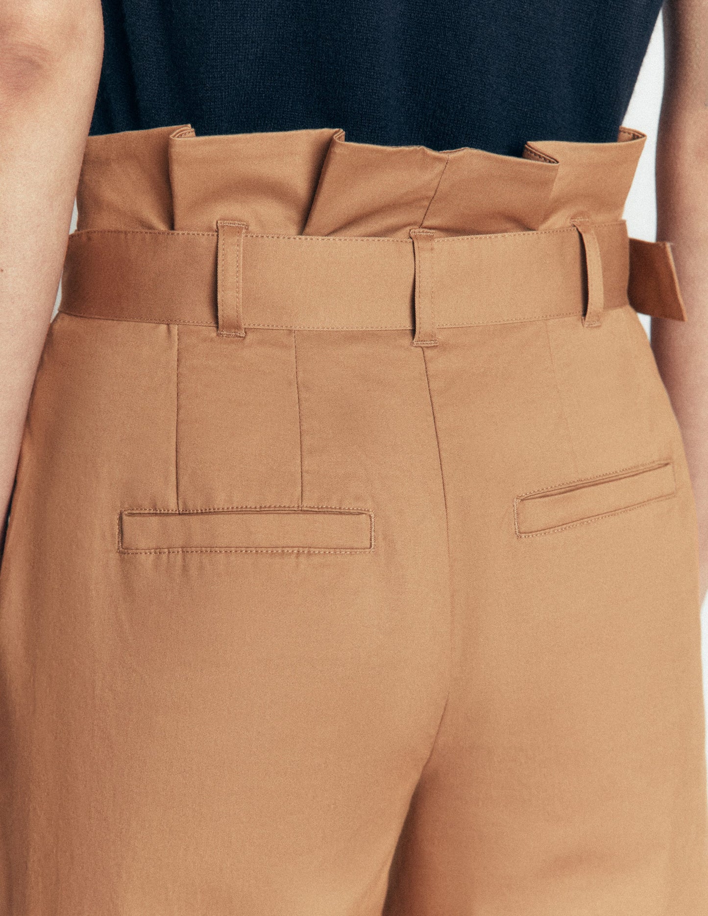 Paperbag Waist Trousers-Cappuccino