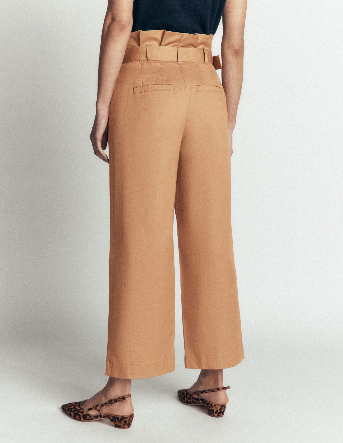 Paperbag Waist Trousers-Cappuccino