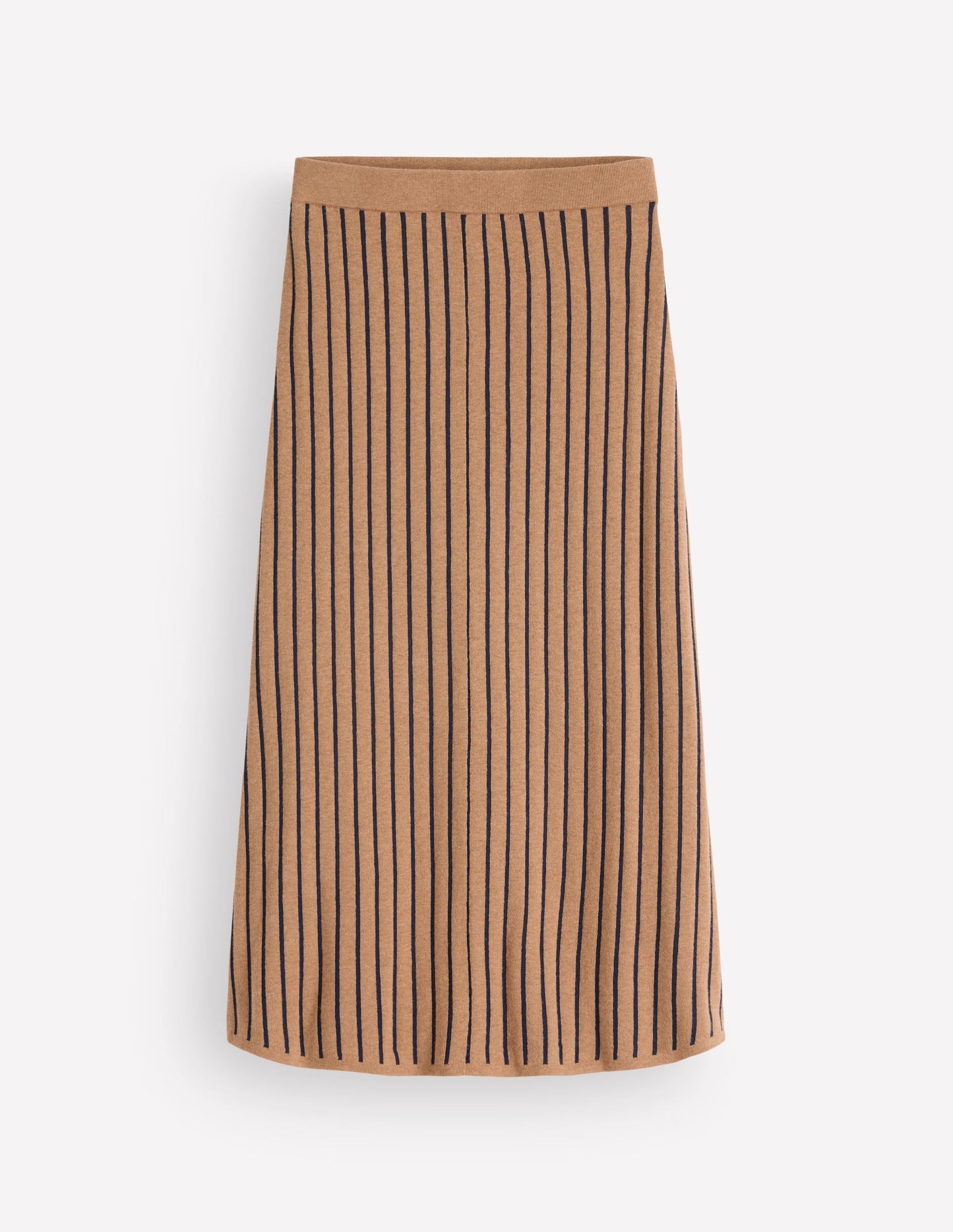 Jacquard Knitted Midi Skirt-Camel Stripe