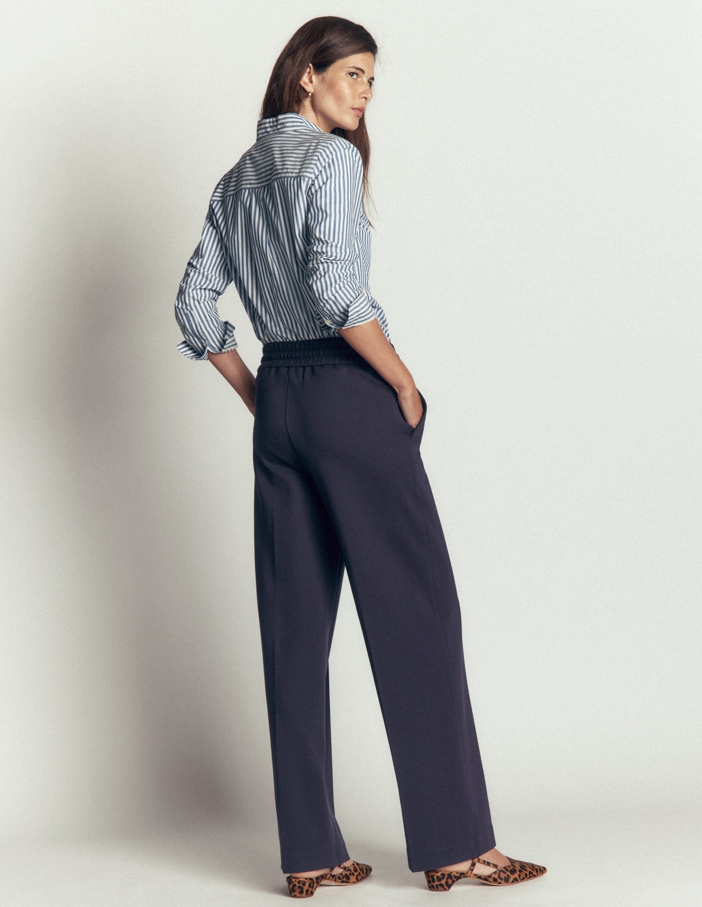 Greenwich Tie Ponte Trousers-Navy