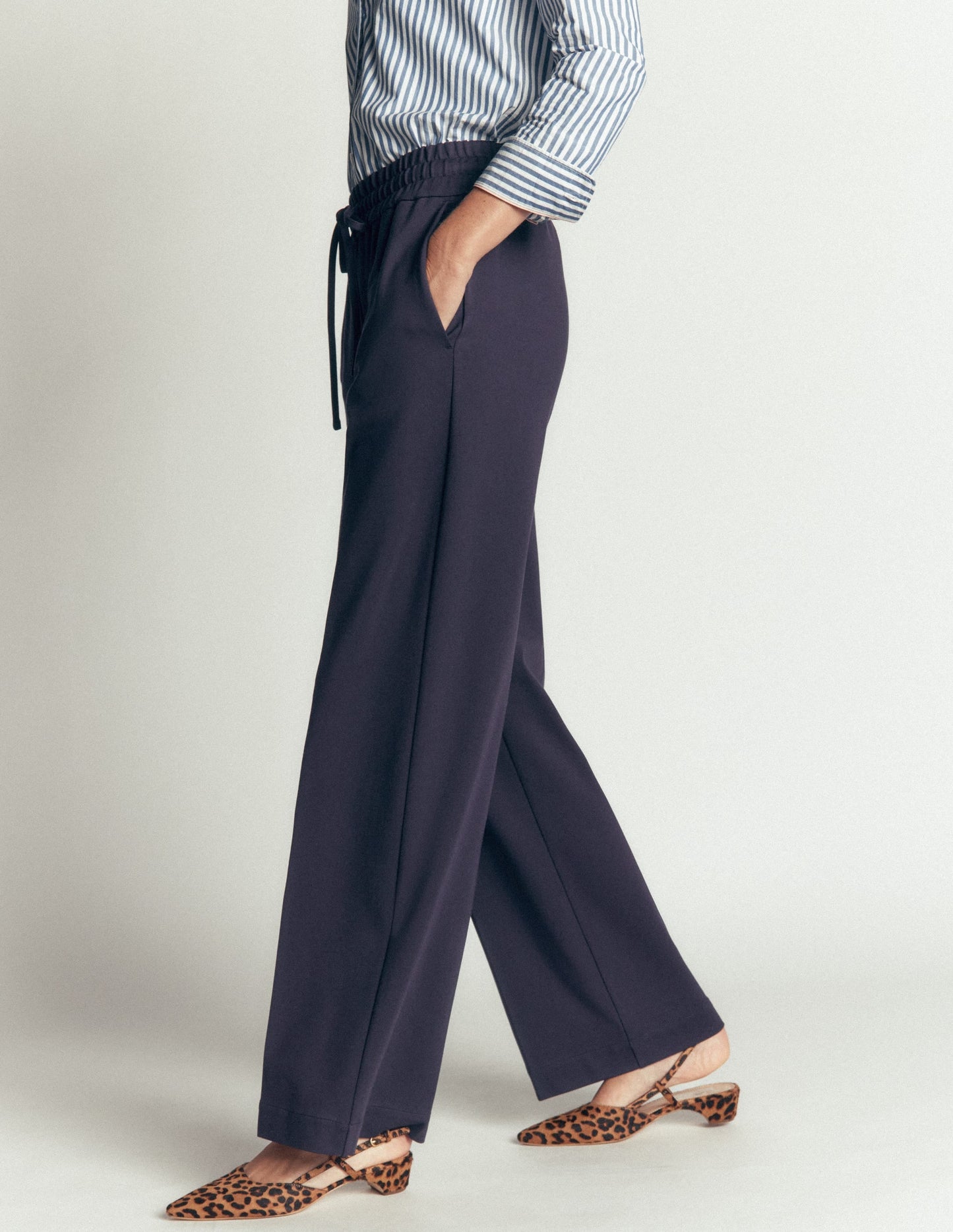 Greenwich Tie Ponte Trousers-Navy