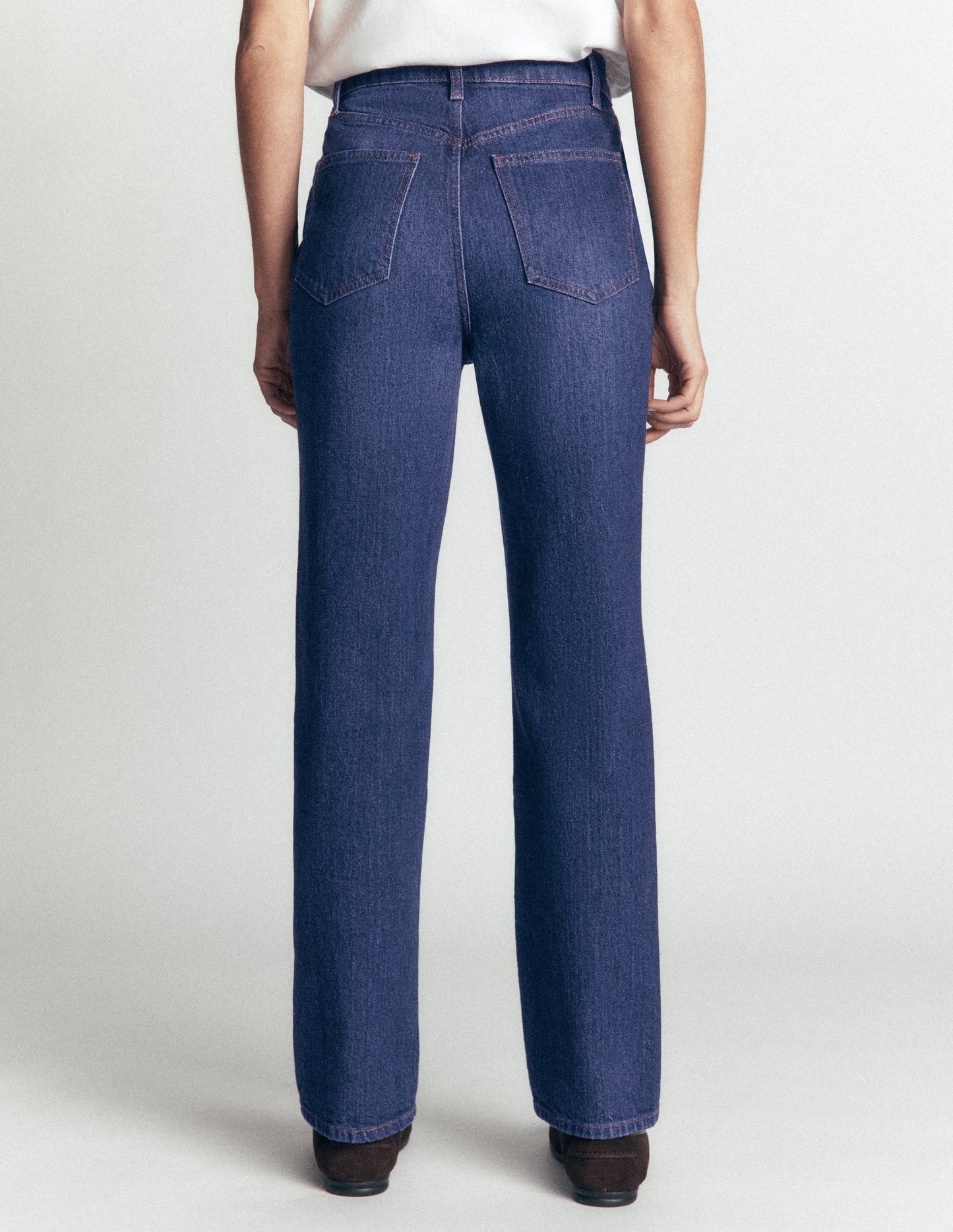 High Rise Straight Jeans-Indigo Rinse