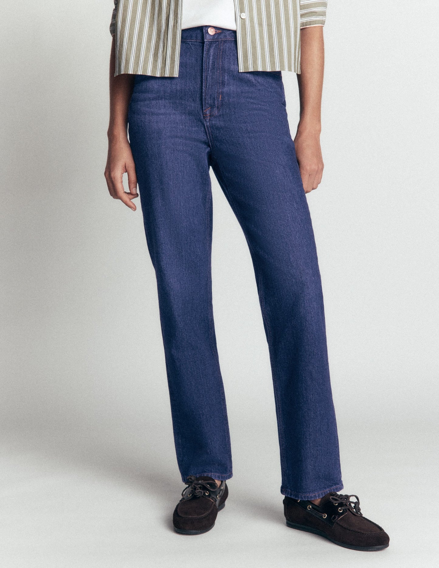 High Rise Straight Jeans-Indigo Rinse