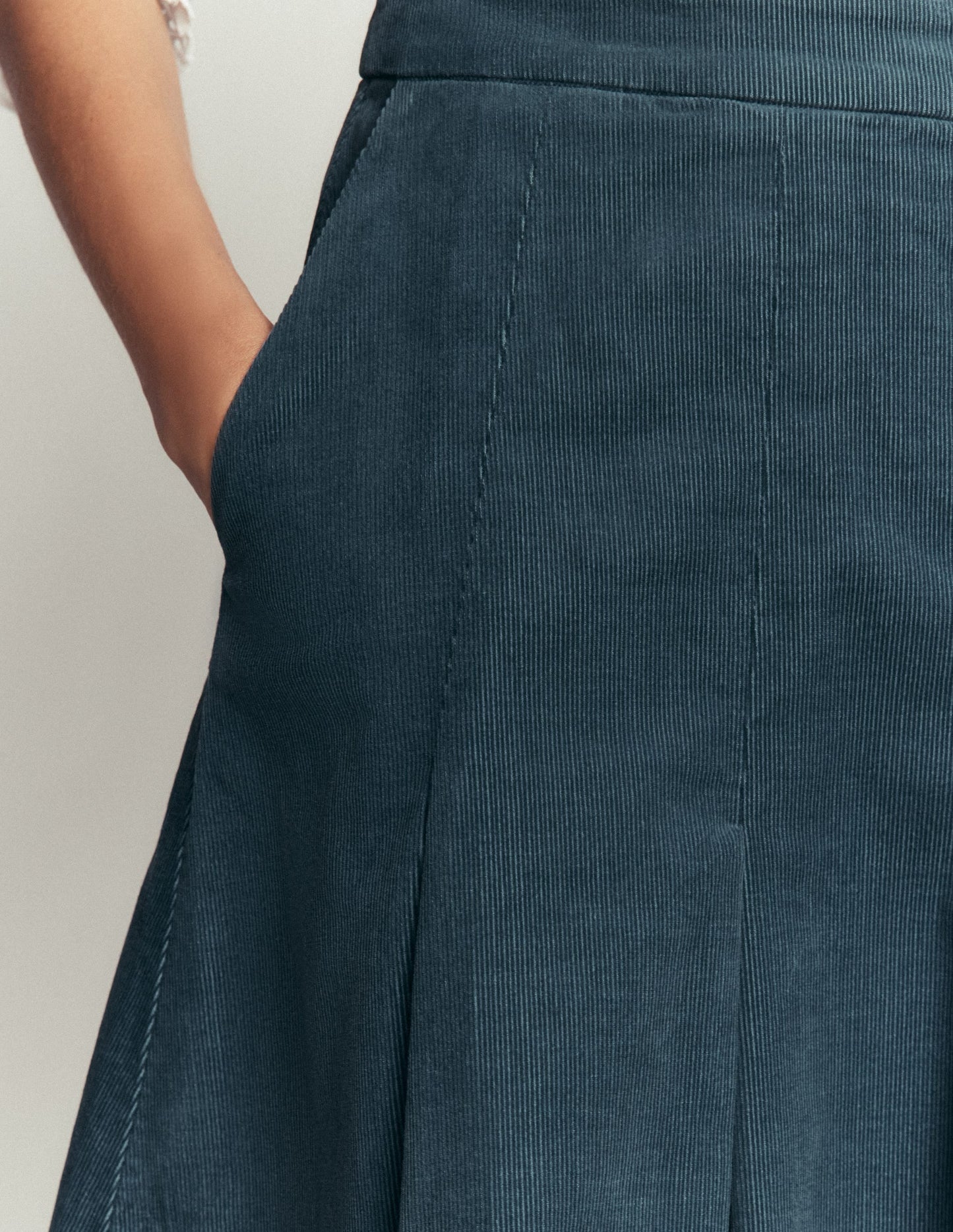Flippy Cord Skirt-Storm Blue