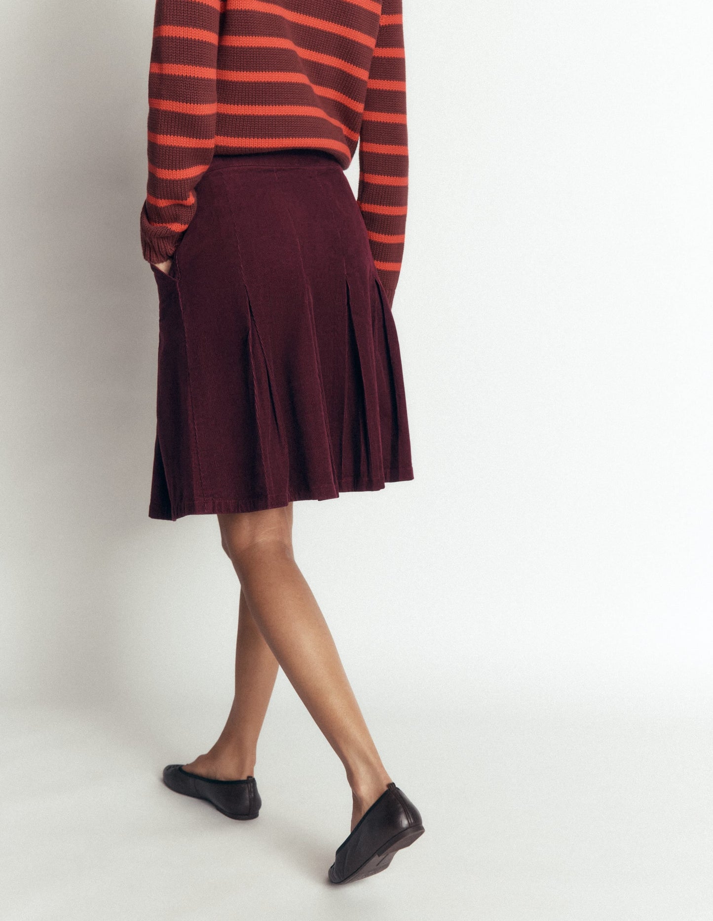 Flippy Cord Skirt-Dark Cherry