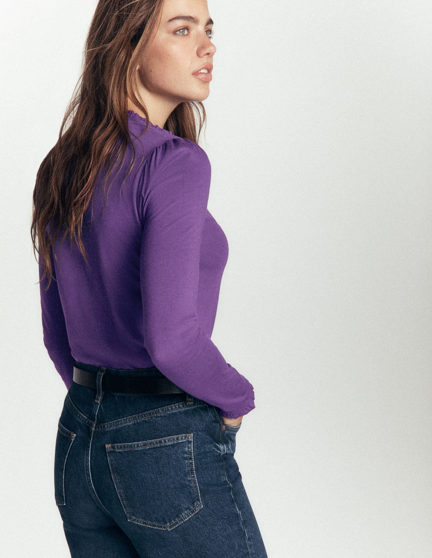 Supersoft Frill Henley Top-Calla Lilly Purple