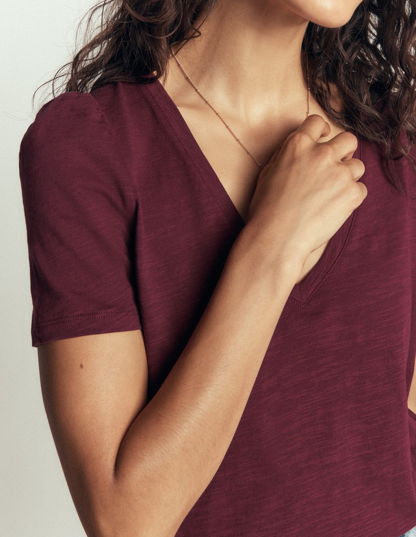 Sophie V-neck Slub T-shirt-Deep Wisteria