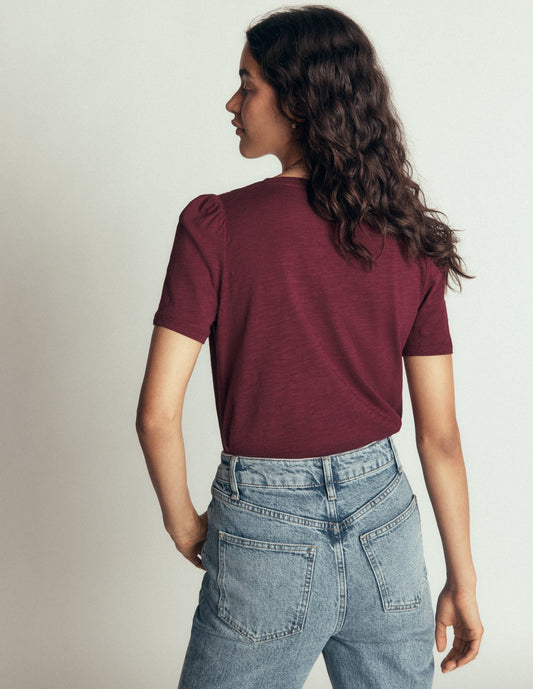 Sophie V-neck Slub T-shirt-Deep Wisteria