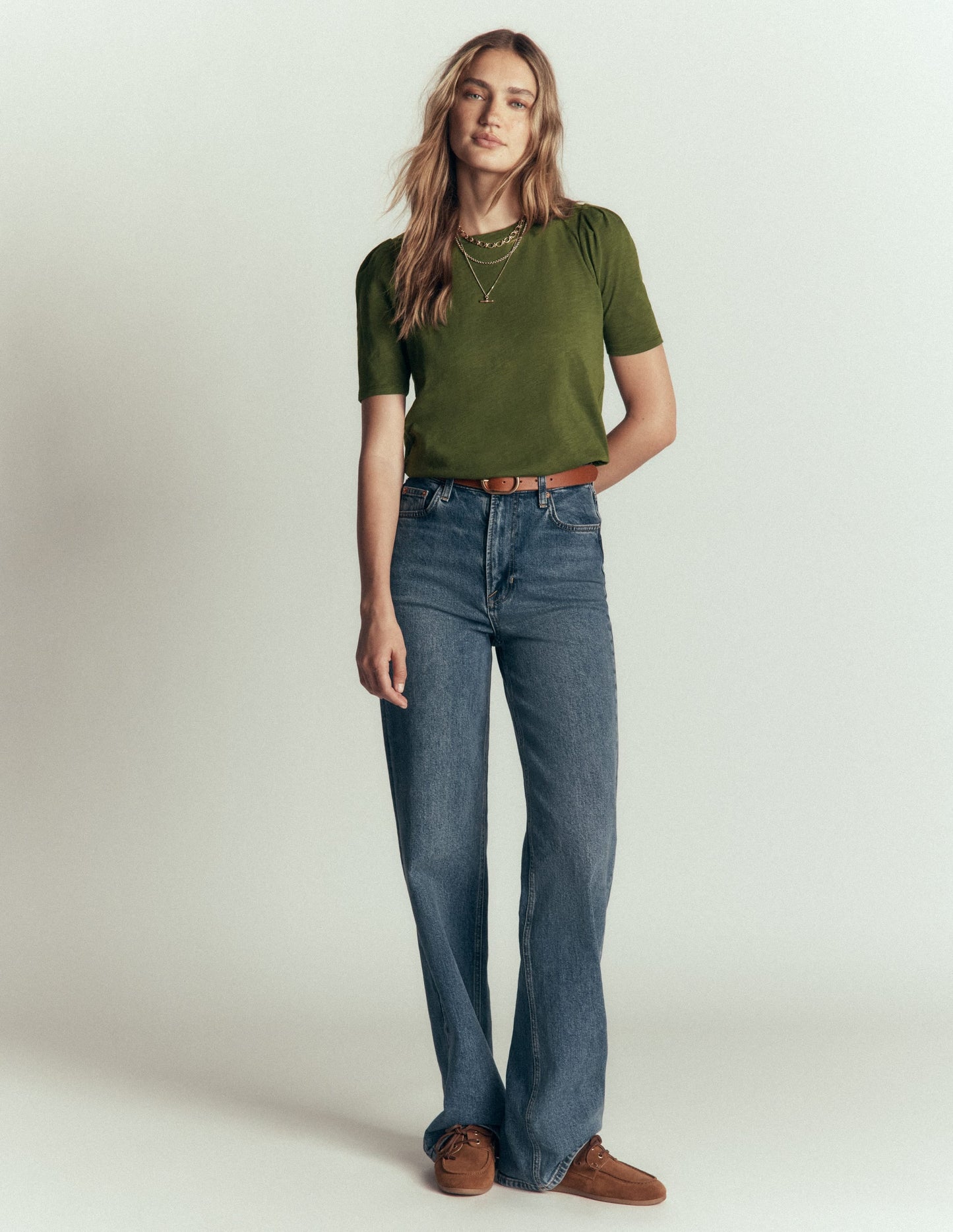 Sophie Puff Sleeve T-shirt-Brunswick Green