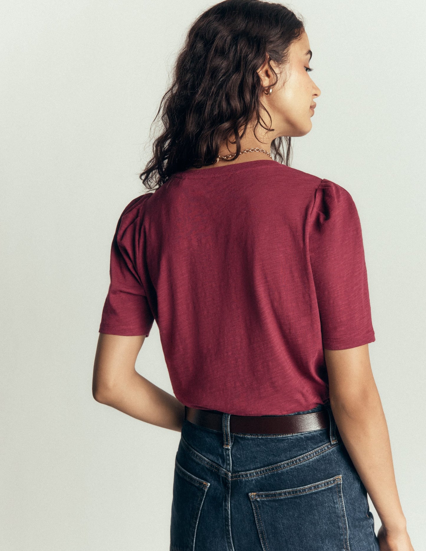Sophie Puff Sleeve T-shirt-Deep Wisteria