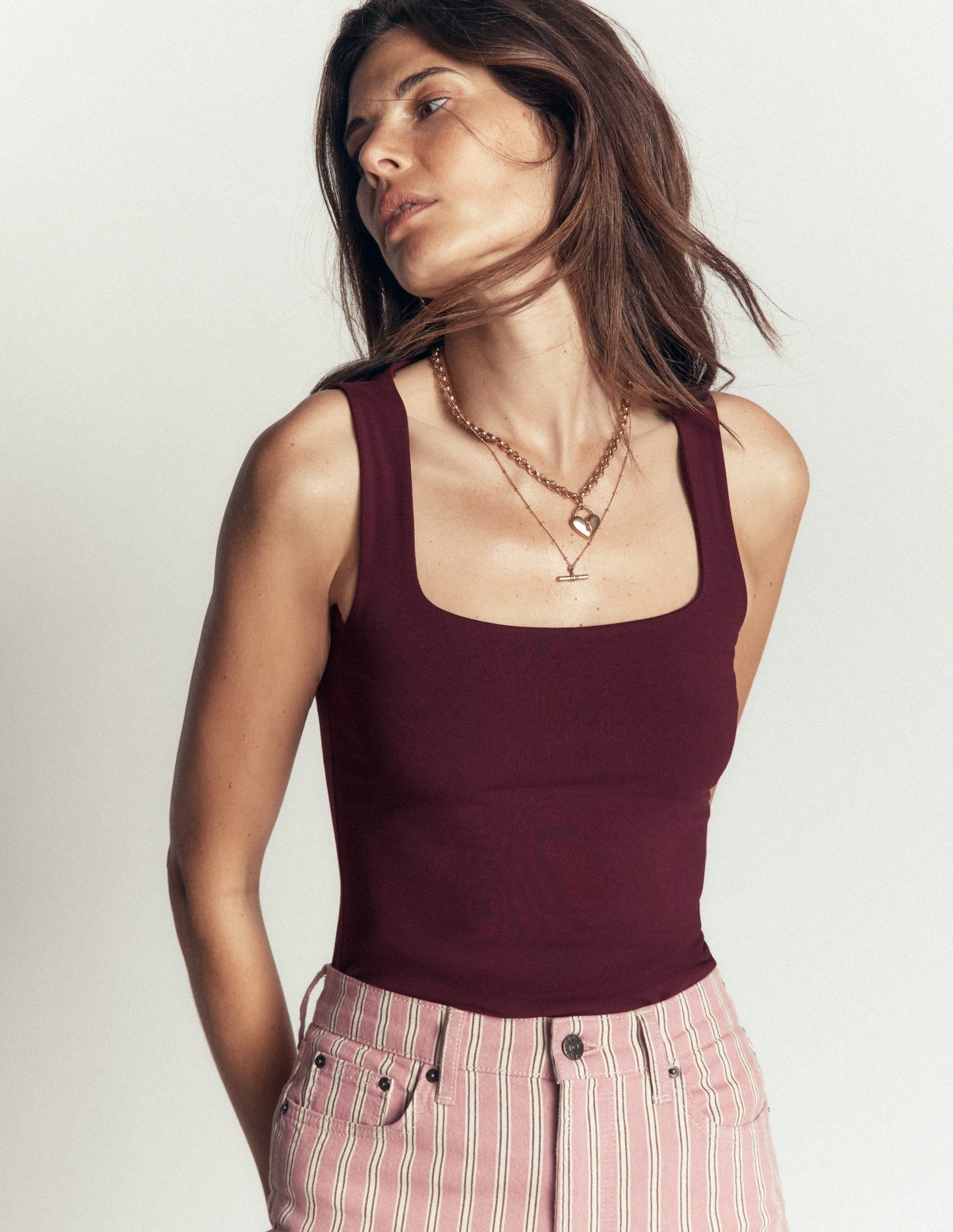 Brooke Double Layer Vest-Dark Cherry