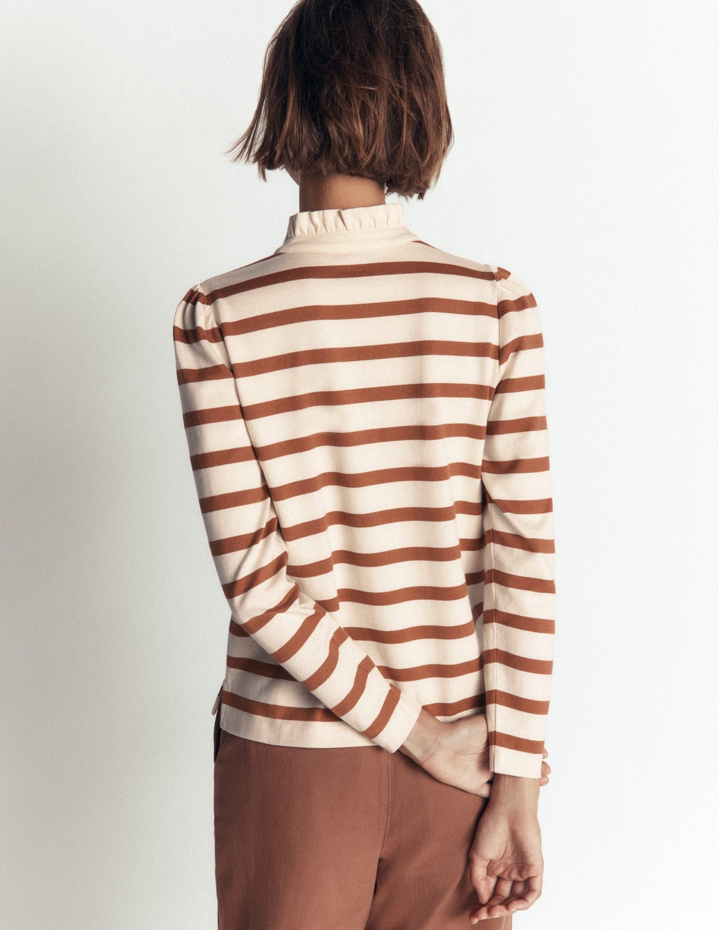 Ruffle Collar Mariner-Ivory and Argon Oil Stripe