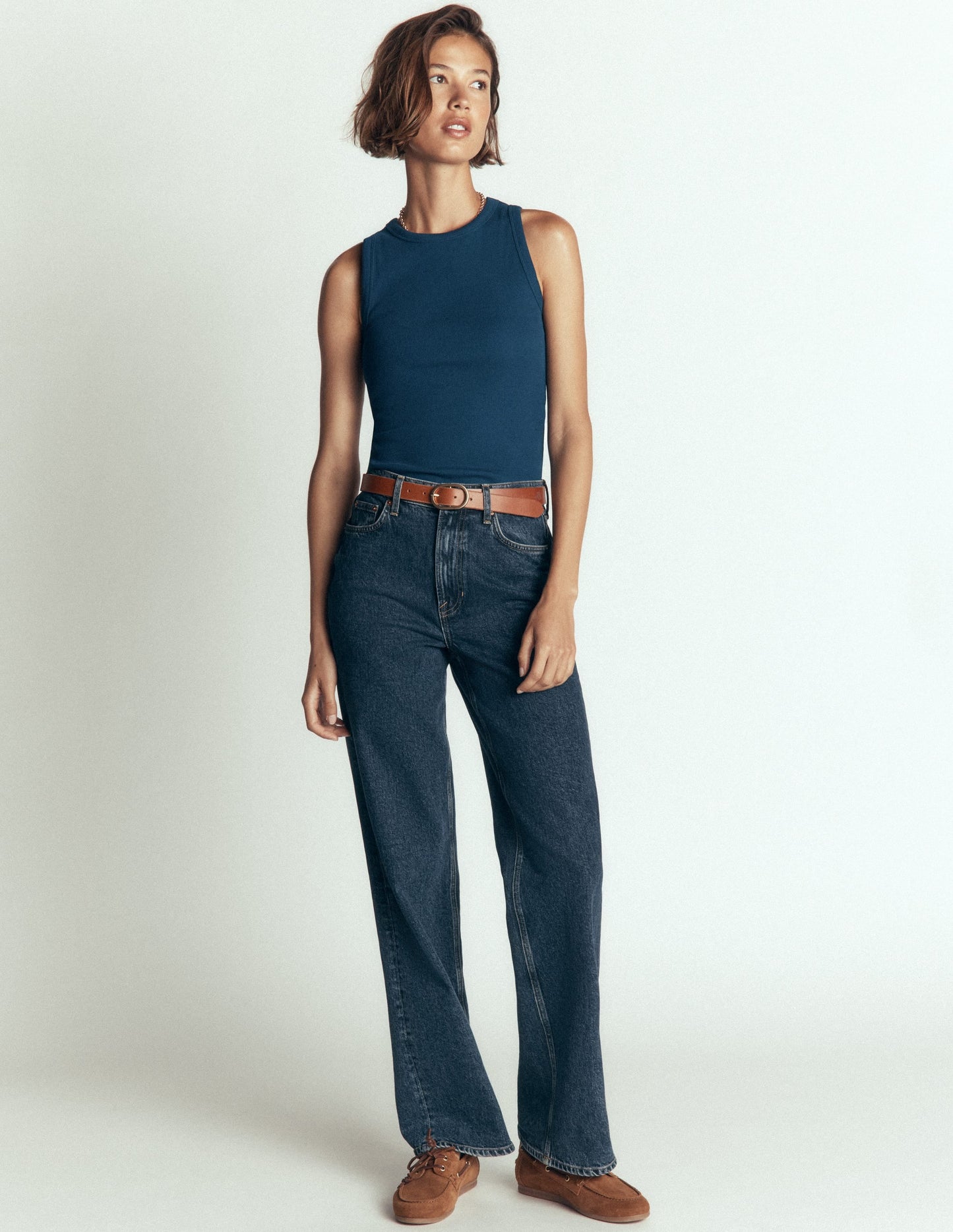 Ribbed Cotton Vest-Midnight Ocean