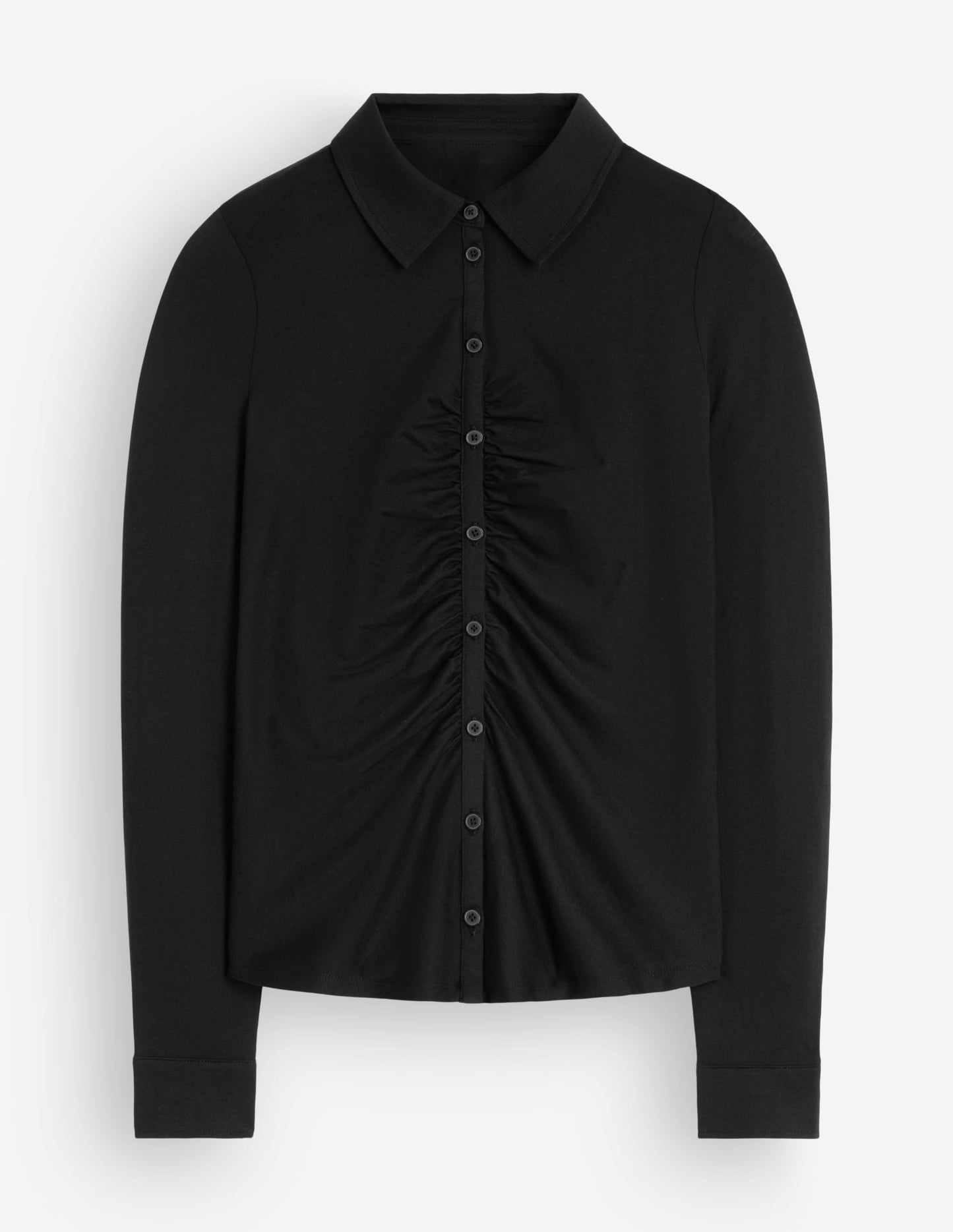 Supersoft Ruched Jersey Shirt-Black