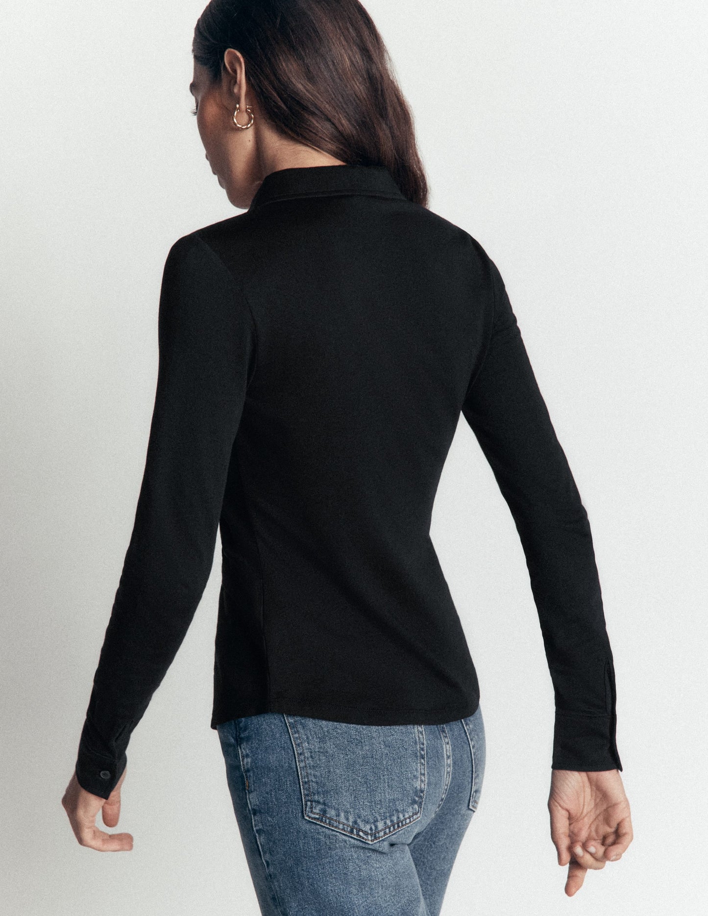 Supersoft Ruched Jersey Shirt-Black