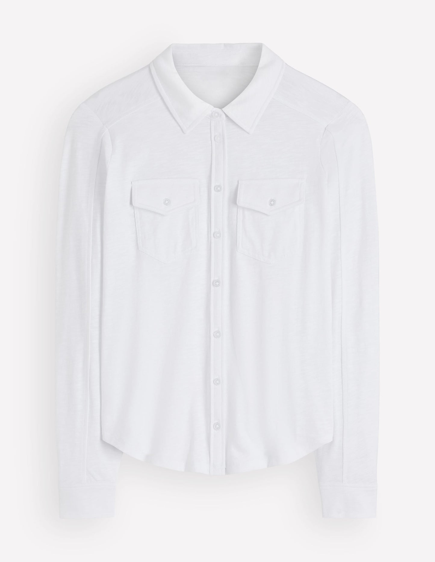 Seam Detail Jersey Shirt-White