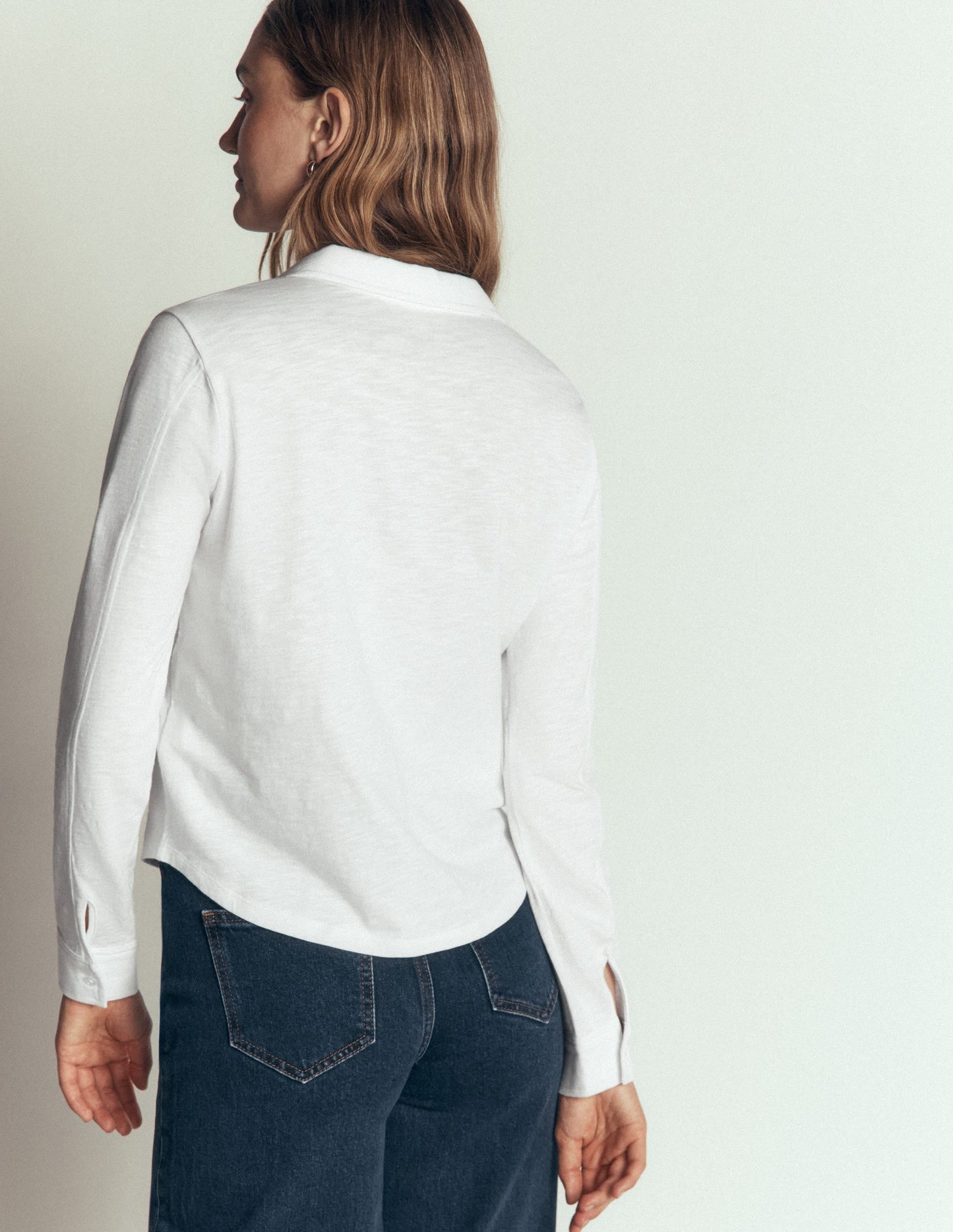 Seam Detail Jersey Shirt-White