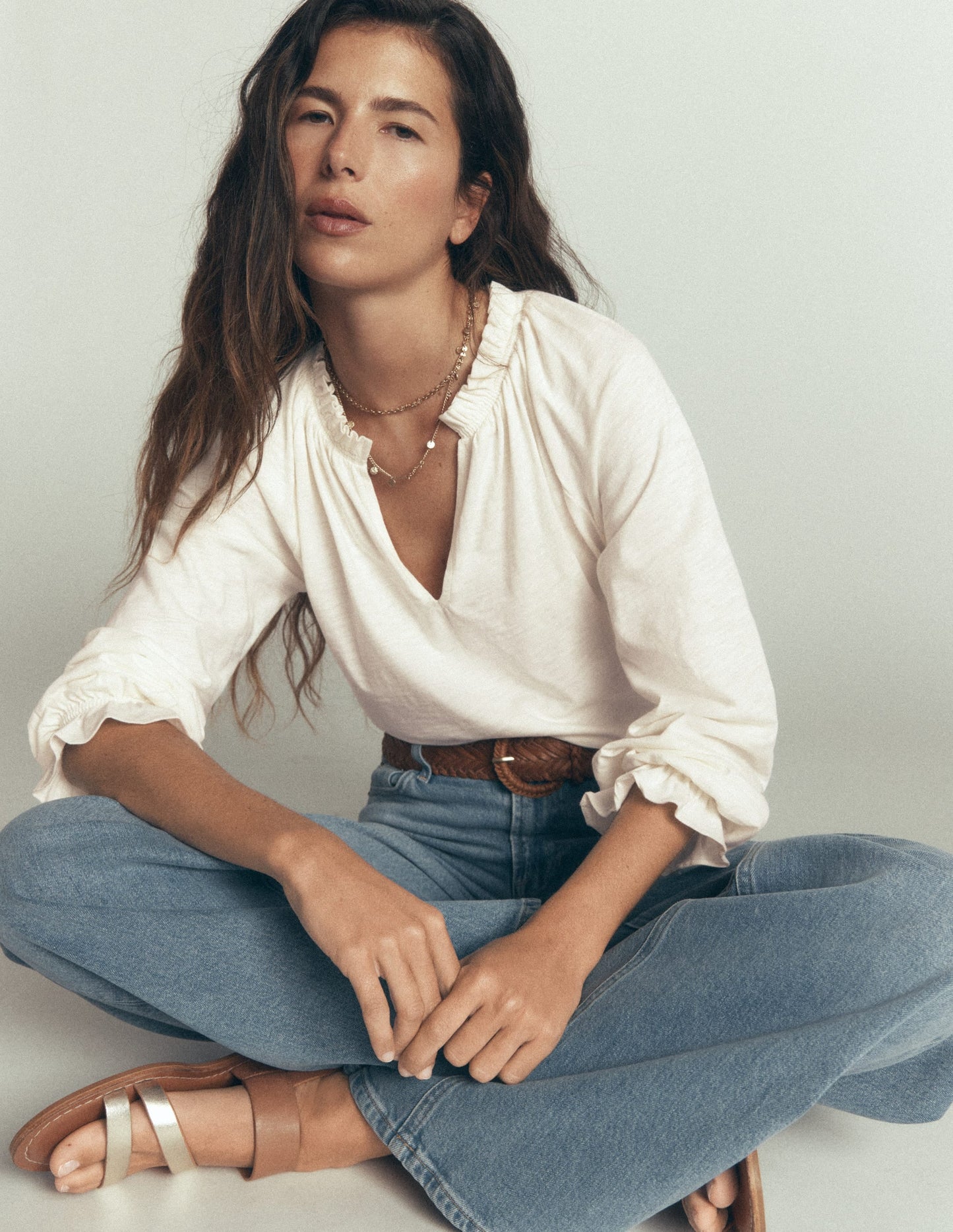 Pia Ruffle Detail Top-Ivory