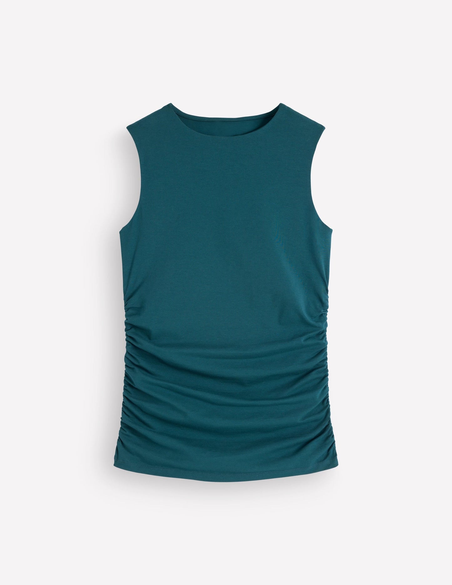 Tia Sleeveless Ruch Jersey Top-Midnight Teal