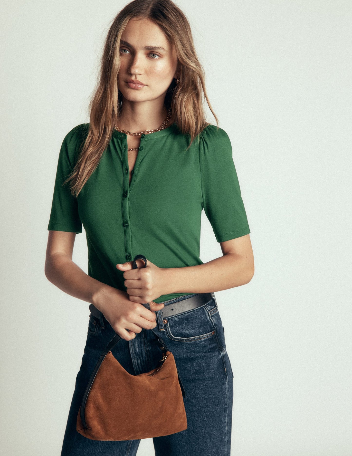 Supersoft Short Puff Shirt-Hunter Green