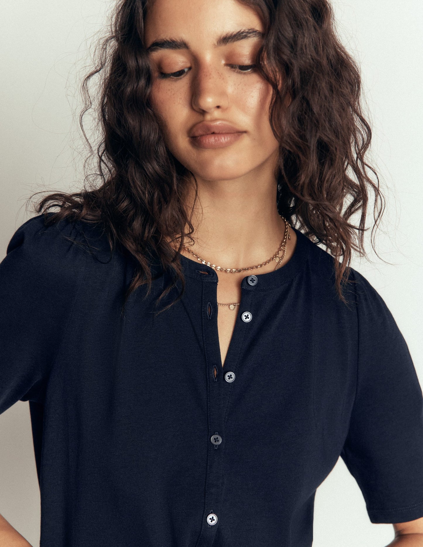Supersoft Short Puff Shirt-Navy