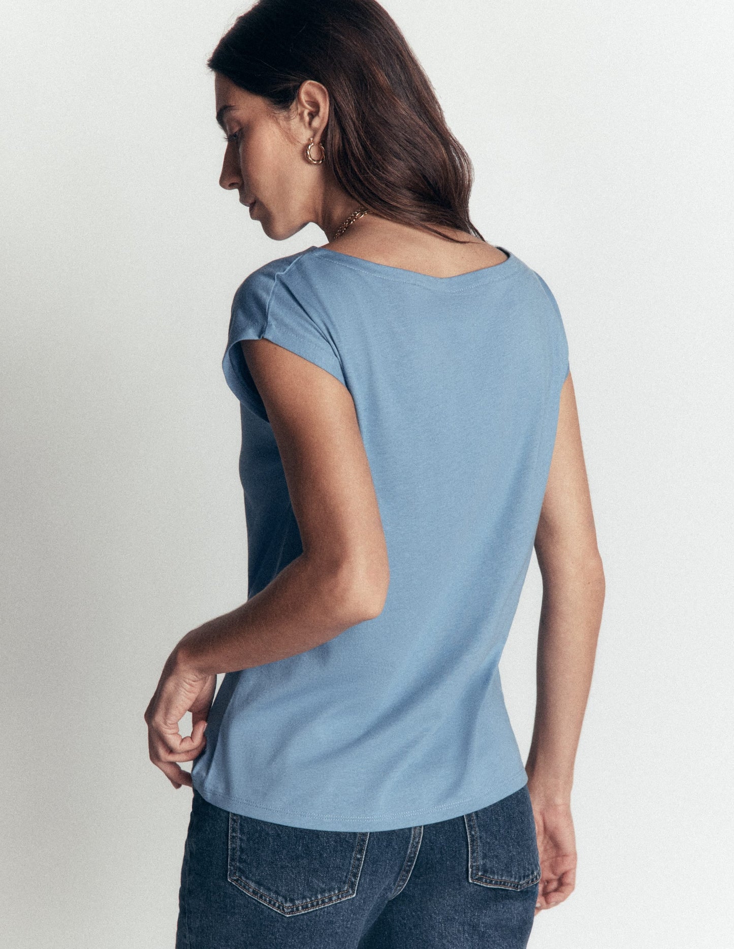 Supersoft Slash Neck T-Shirt-Blue Aura