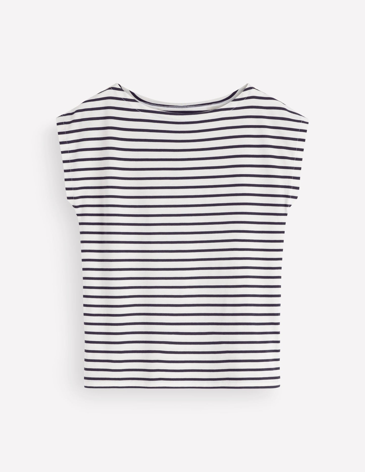 Supersoft Slash Neck T-Shirt-Ivory and Navy Stripe