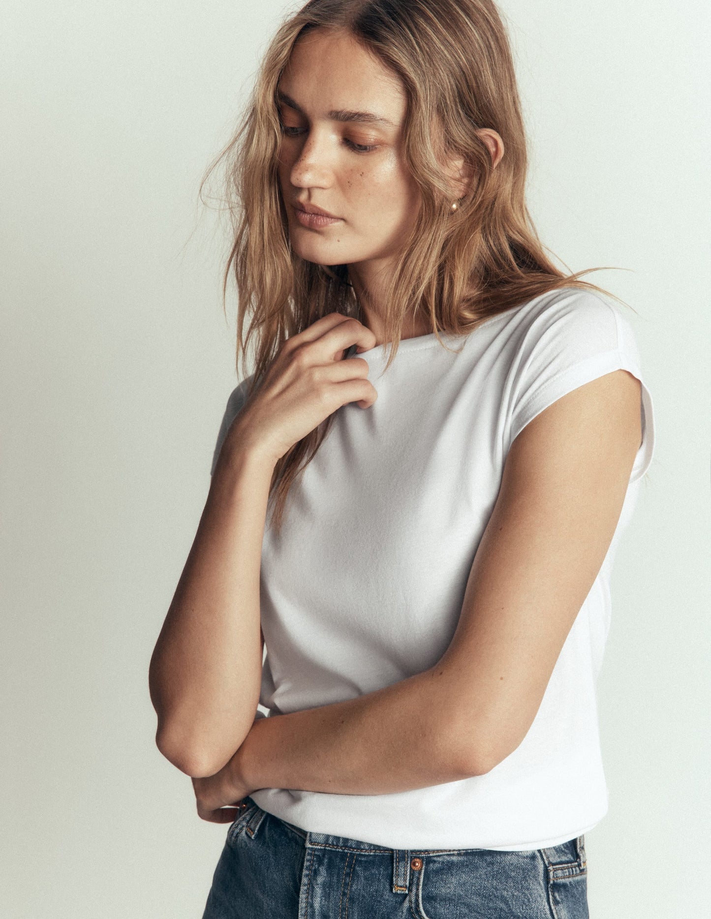 Supersoft Slash Neck T-Shirt-White