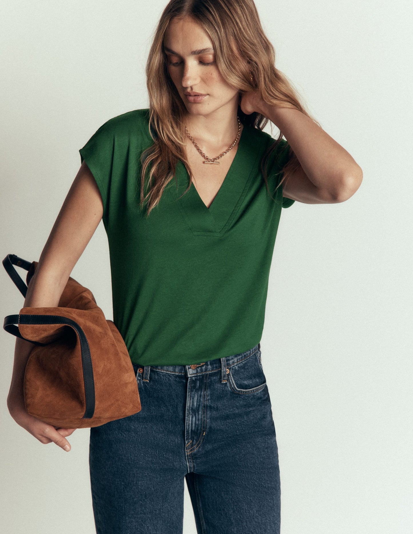 Supersoft V-neck T-shirt-Hunter Green