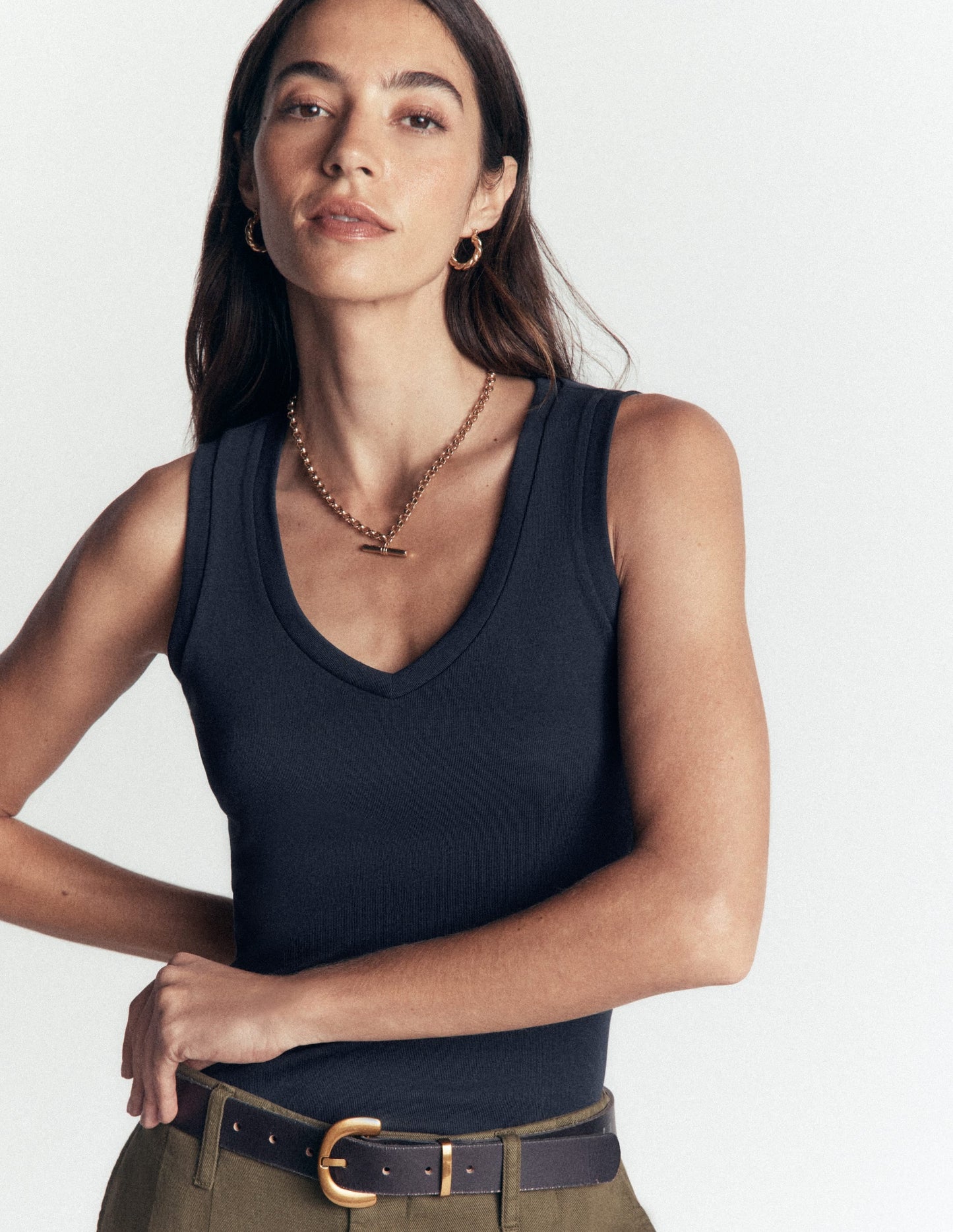 Annie Essential V Neck Vest-Navy