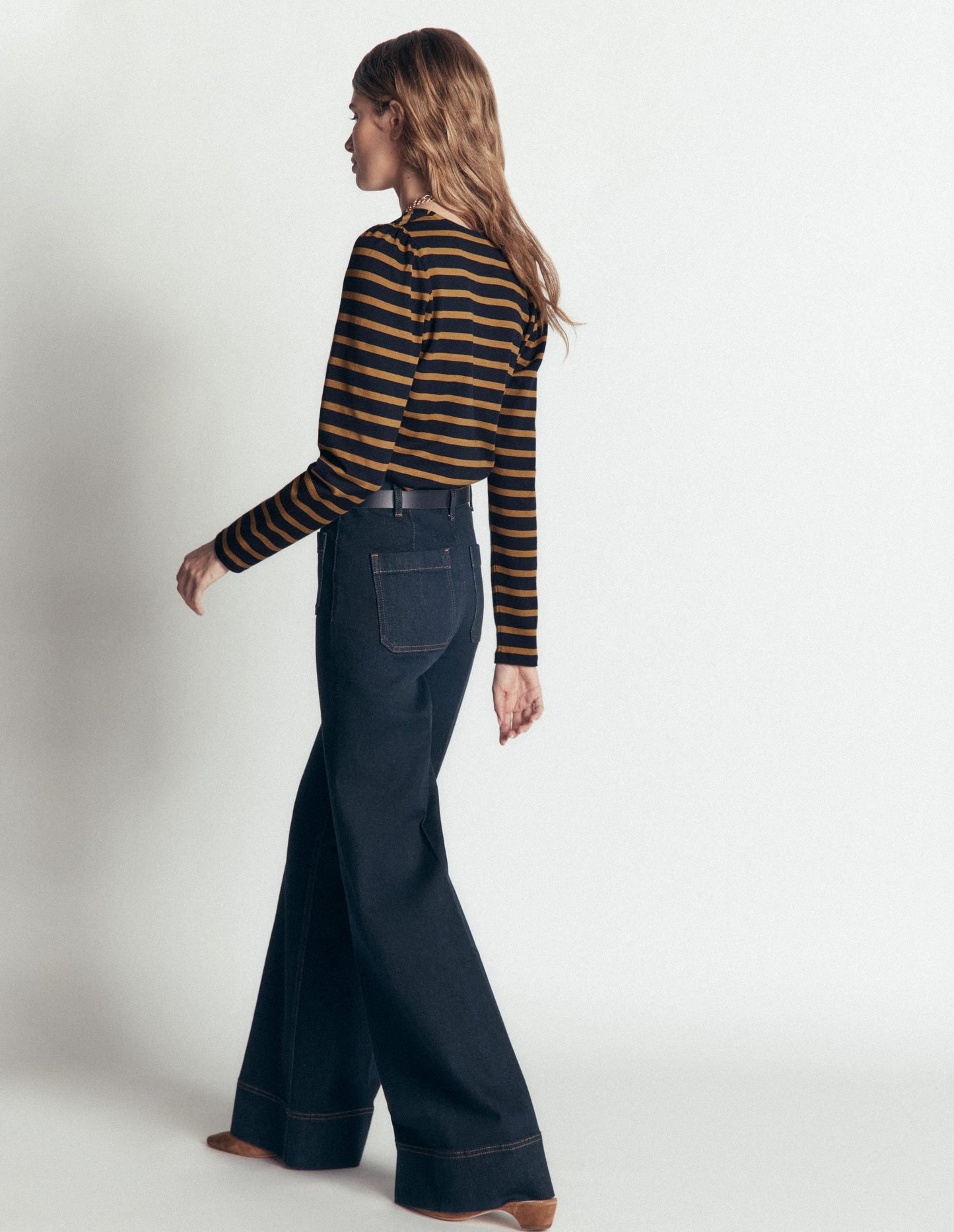 Iris Puff Sleeve Mariner-Navy and Dijon Stripe