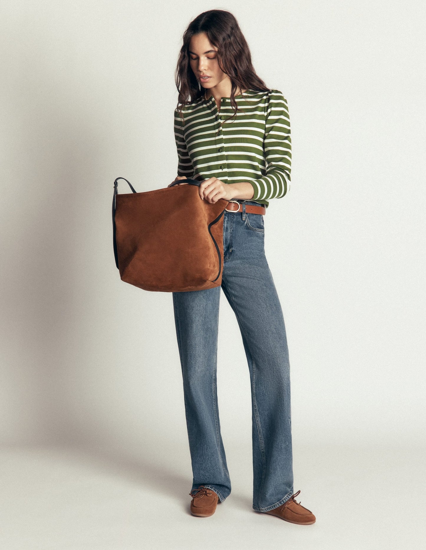 Iris Puff Sleeve Mariner-Chive and Ivory Stripe