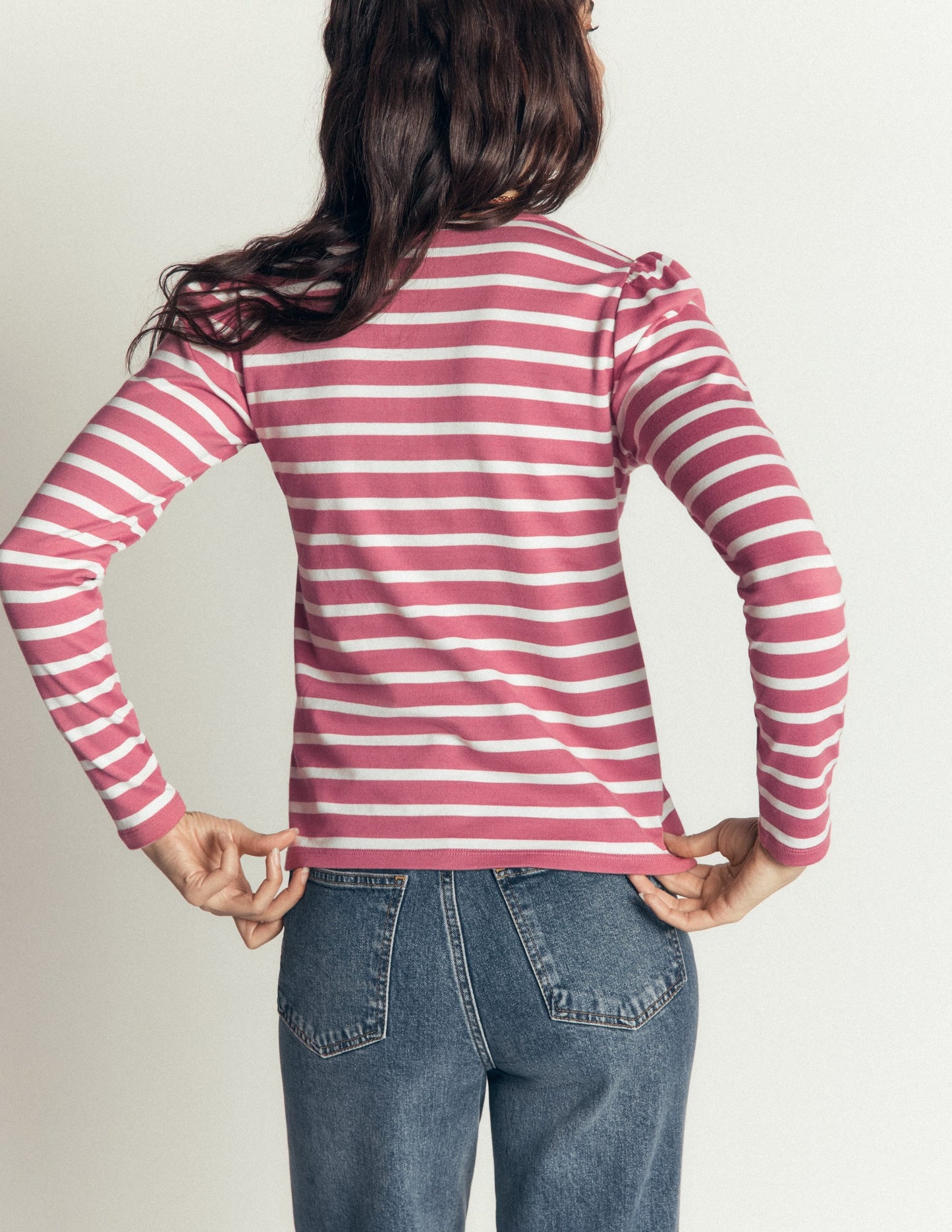 Iris Puff Sleeve Mariner-Heather Rose and Ivory Stripe