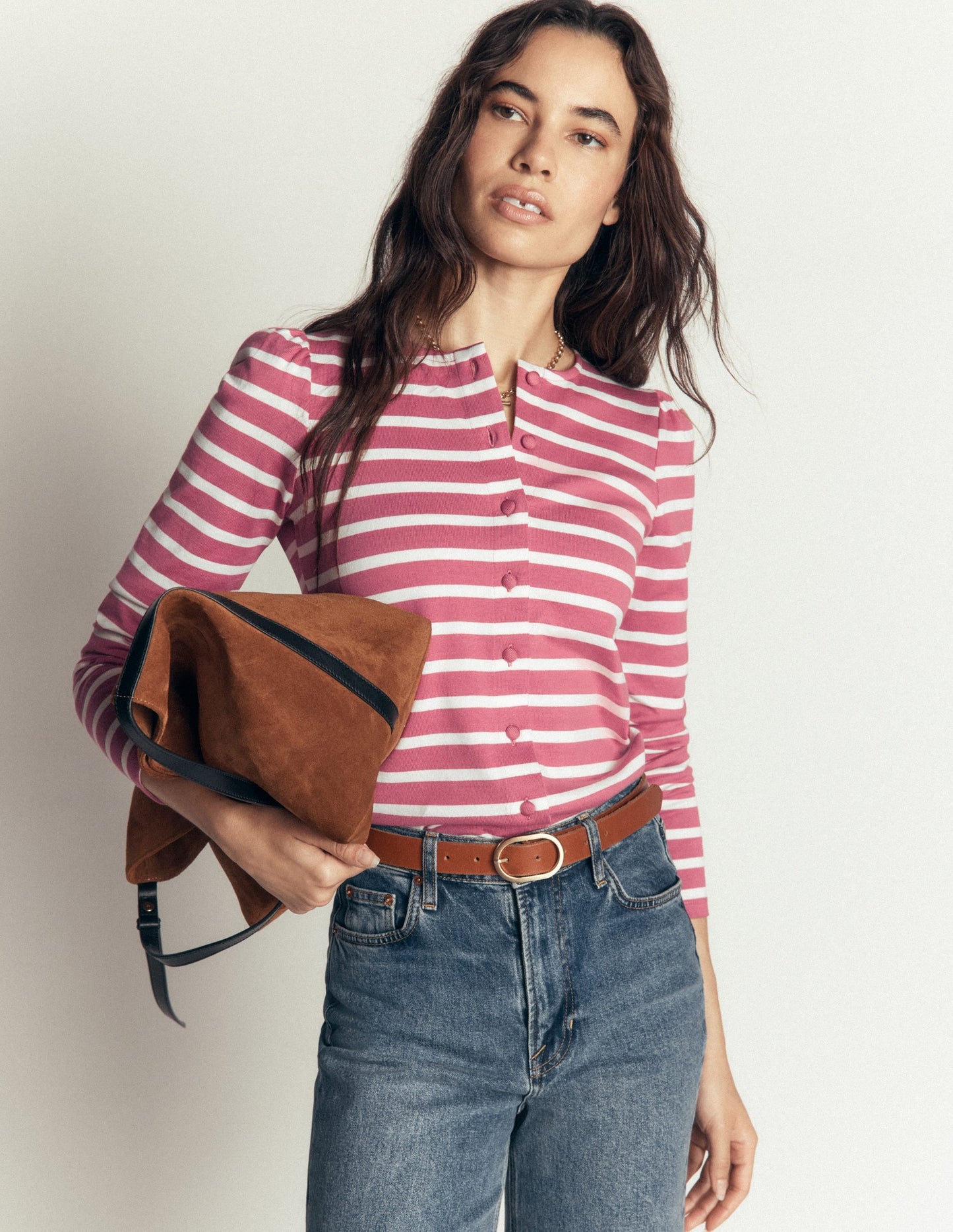 Iris Puff Sleeve Mariner-Heather Rose and Ivory Stripe